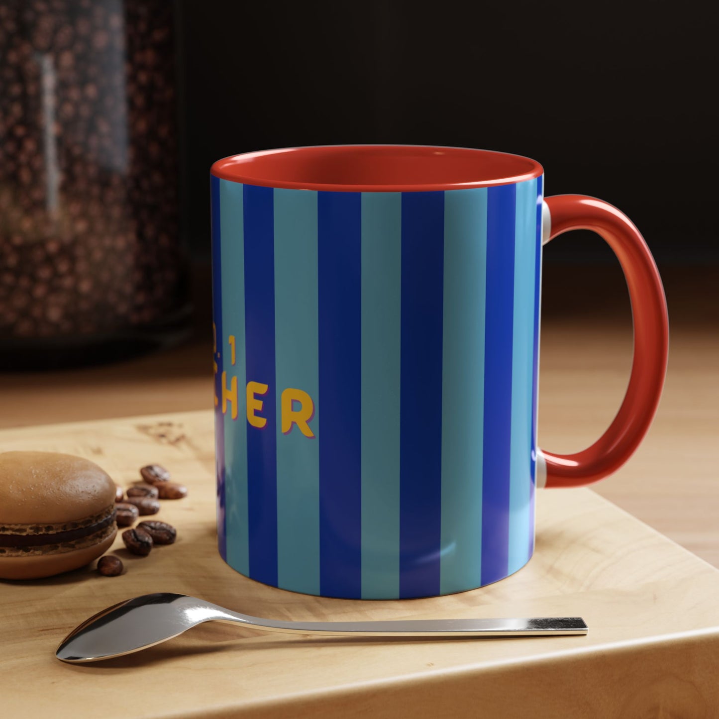 No. 1 Teacher Blue Accent Coffee Mug