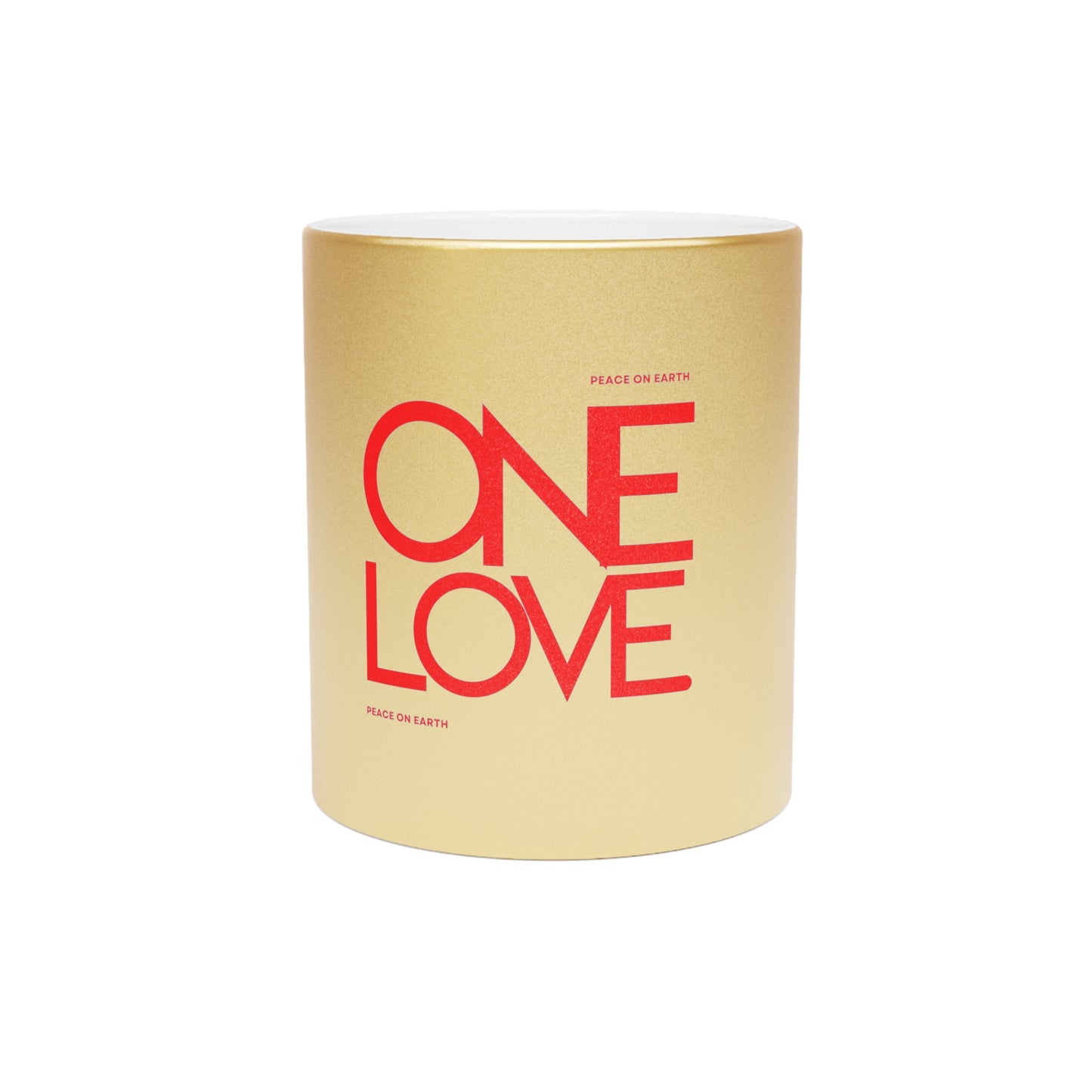 Gold Metallic Holiday Mug, One Love