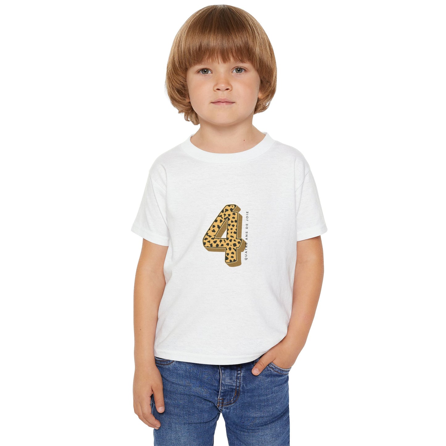Leopard Print 4th Bday Toddler T-shirt