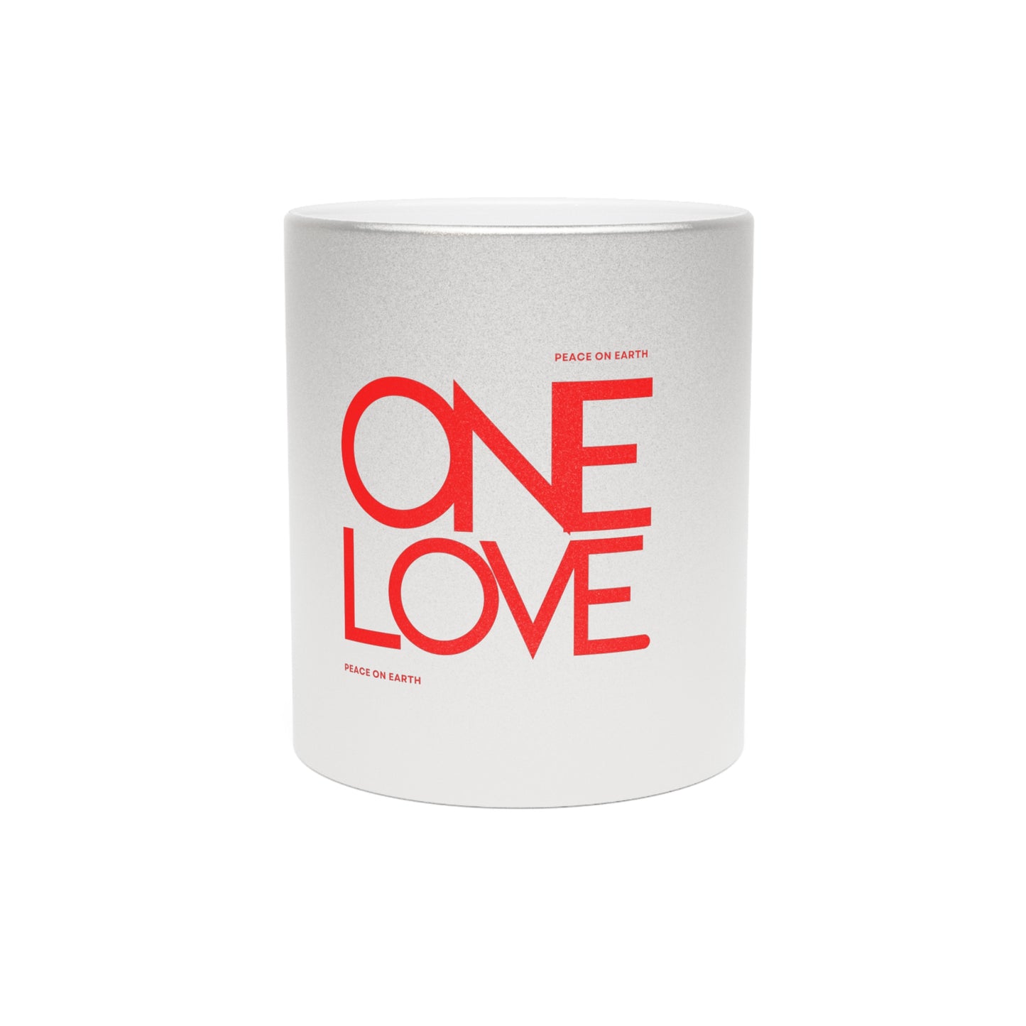 Metallic Silver Holiday Mug, One Love