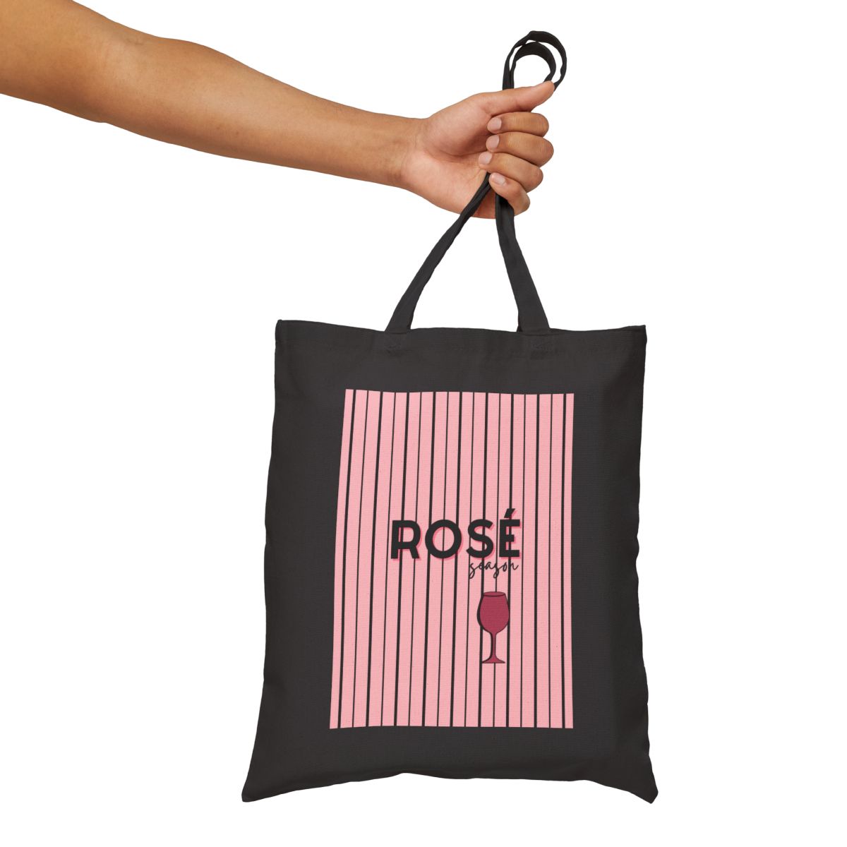 Rosé Season Cotton Tote Bag, Chic Summer Beach Bag