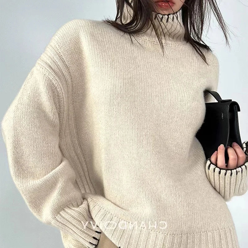 Oversized Wool Cashmere Turtleneck | Ladies Ski Apparel