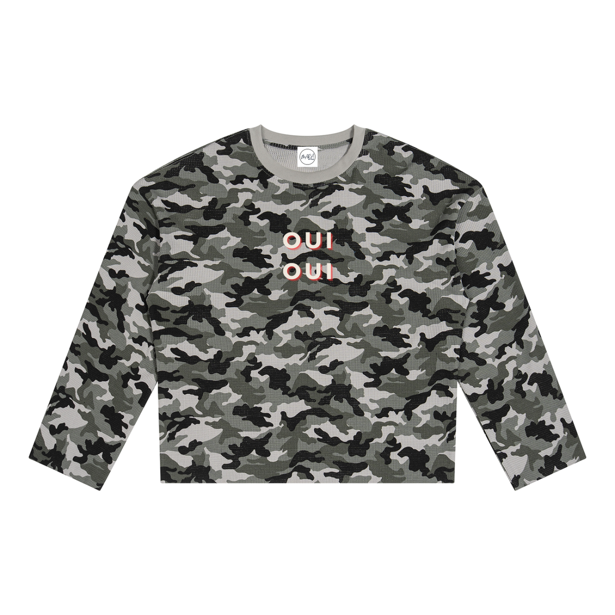 OUI OUI Camo Waffle Raw Edge T-Shirt