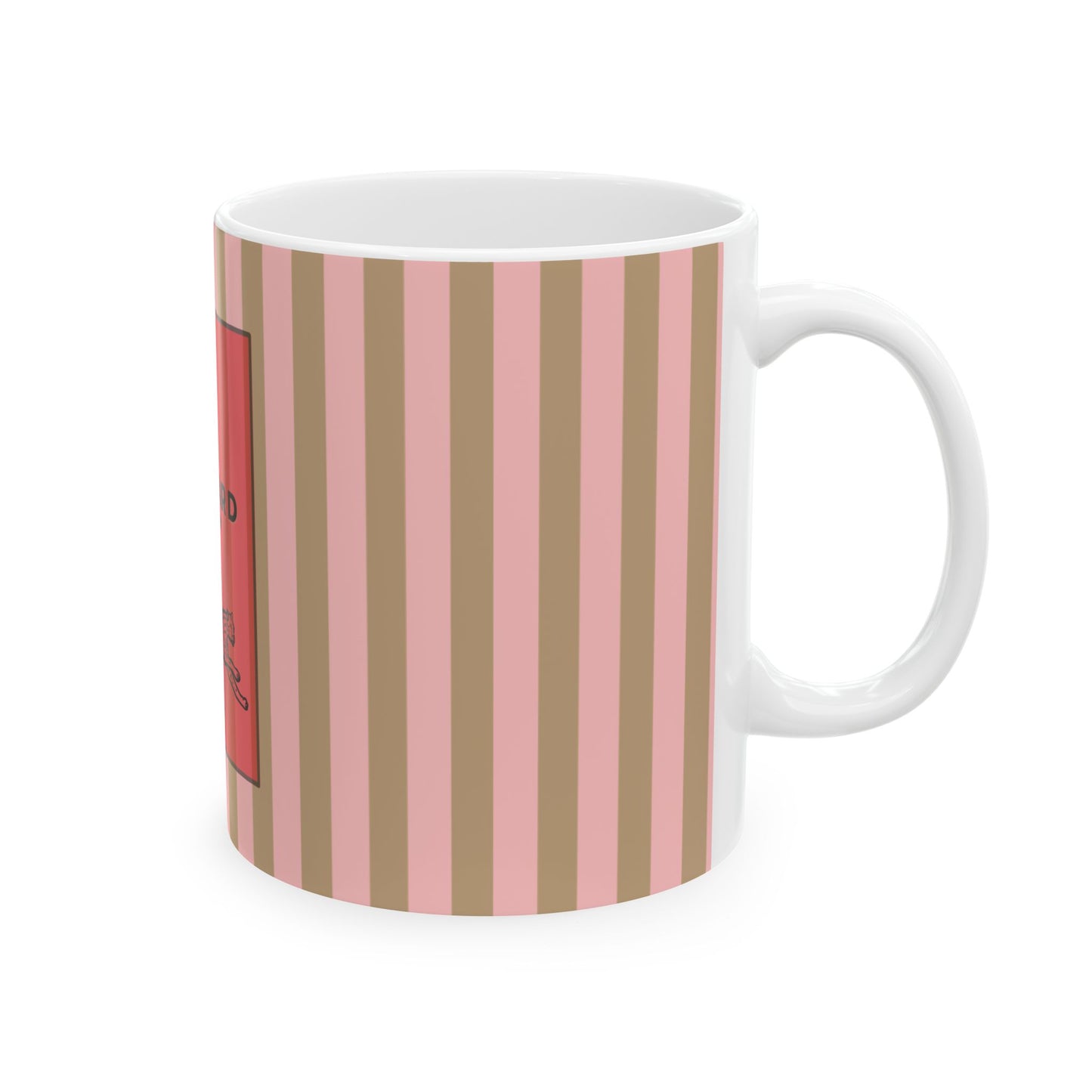 Le Guépard Ceramic Mug, WILD & FREE Collection – Vintage Pink Striped Coffee Cup