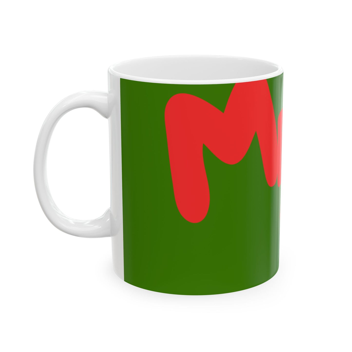 Modern Merry Christmas Ceramic Mug, Red- Green
