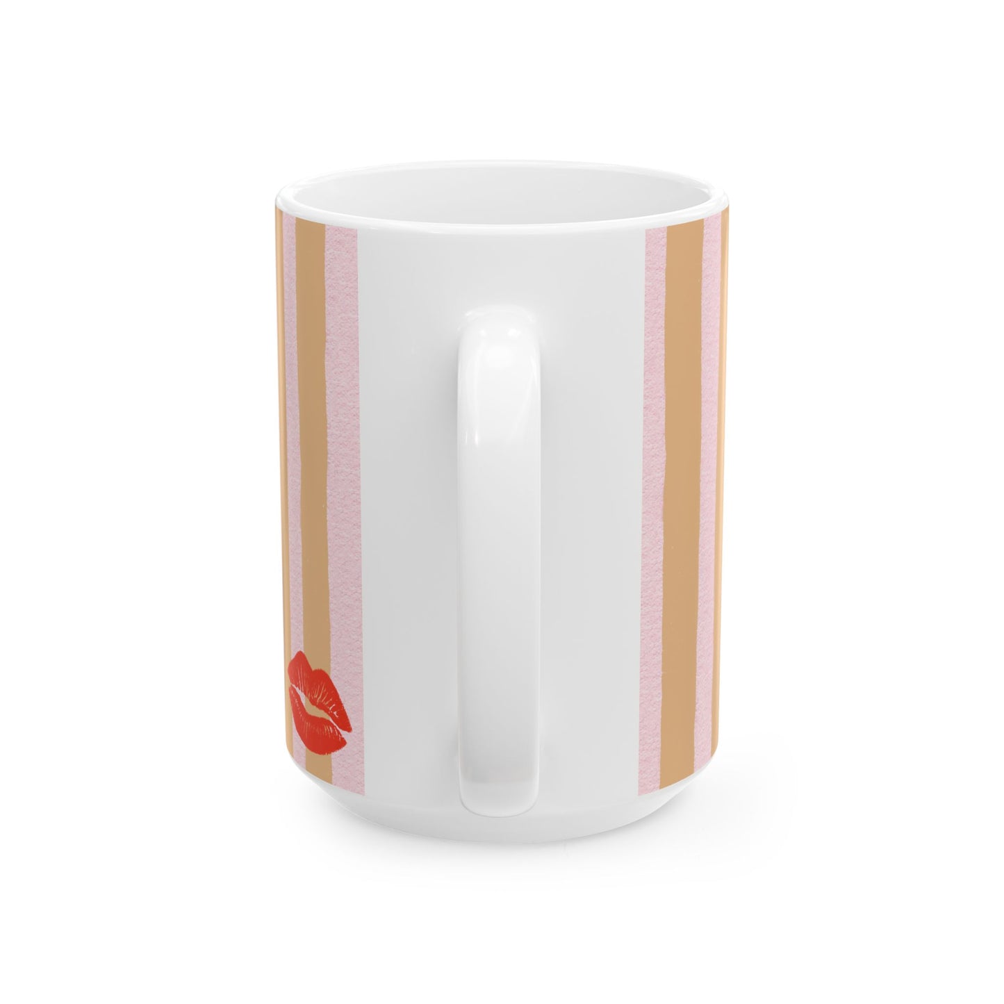 Woke Up Sexy As Hell Again Mug | Striped Pink Beige Ceramic Mug