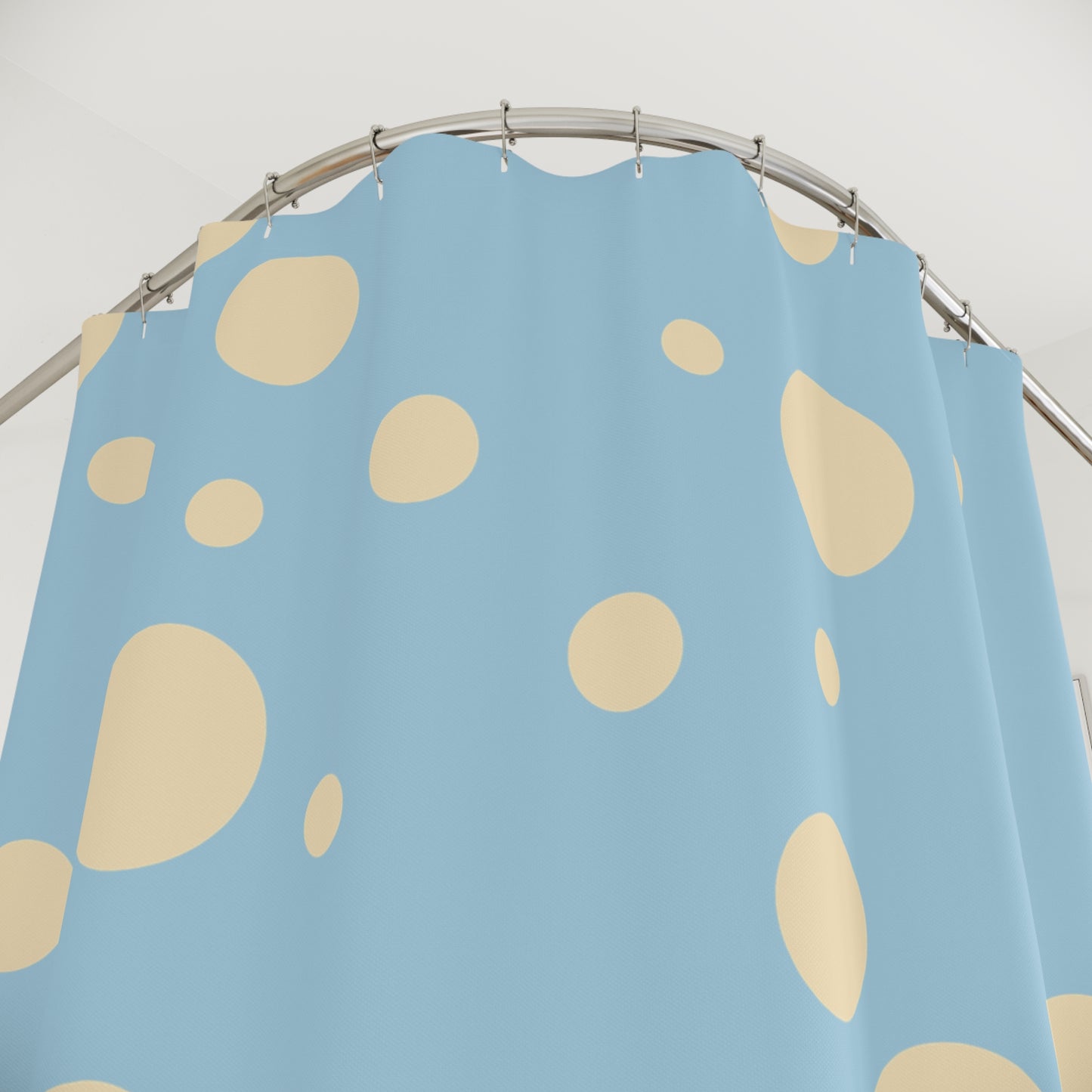 Clean Blue Bubble Shower Curtain — Playful Kid's Bathroom Décor