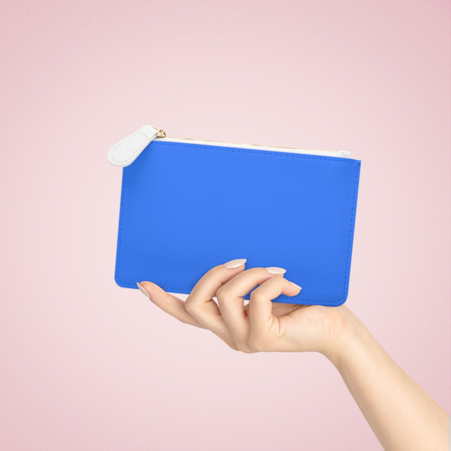 Mini Clutch — Retro "Oui" Zip Pouch in Electric Blue