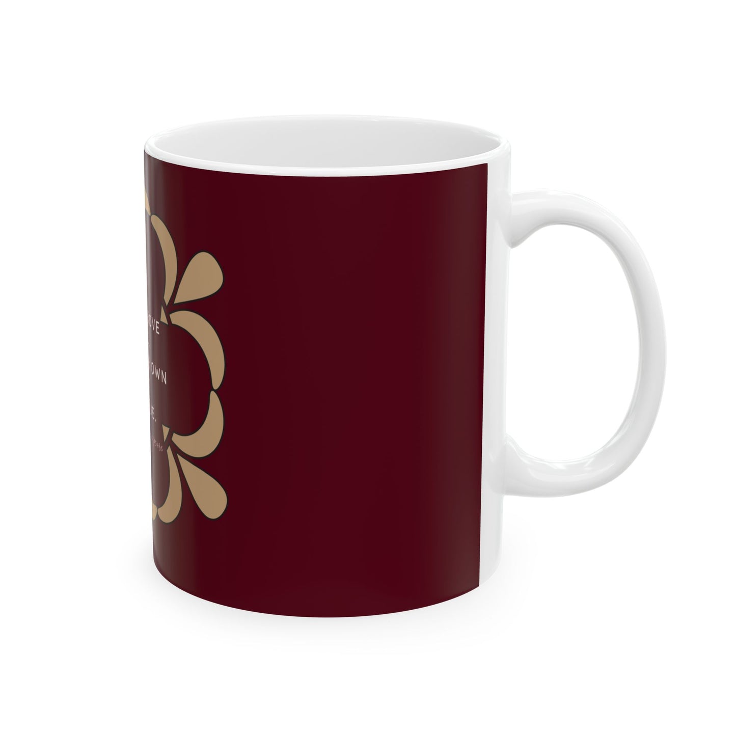 Shakespeare Quote Ceramic Mug, Dark Crimson — "To Thine Own Self Be True" Inspirational Coffee Cup
