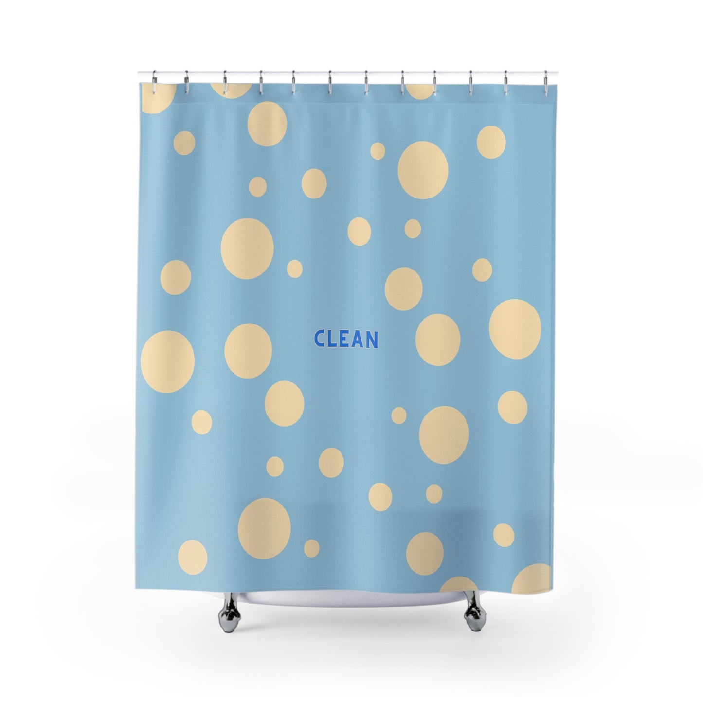 Clean Blue Bubble Shower Curtain — Playful Kid's Bathroom Décor