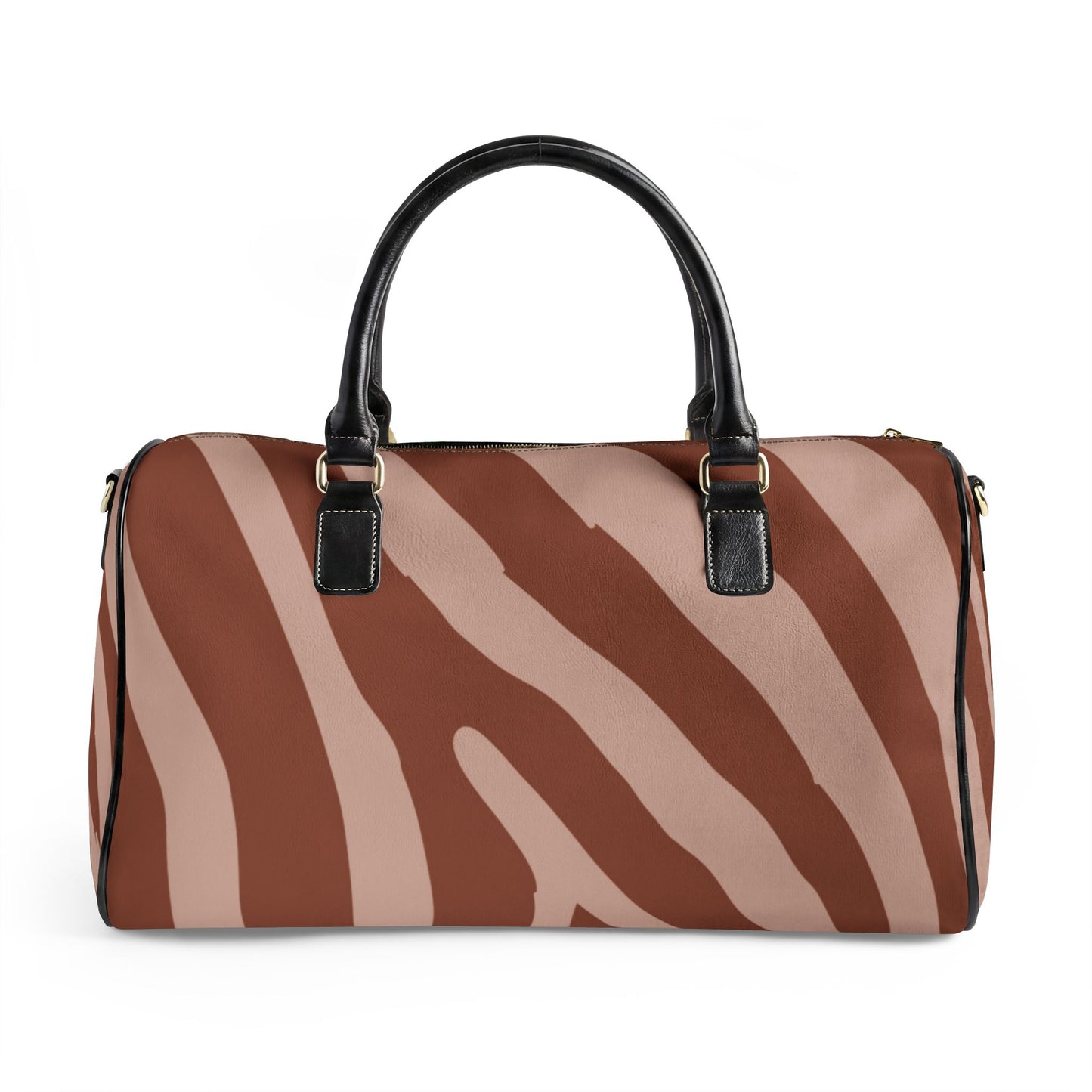 Vegan Pony-Hair Faux Leather Travel Duffle, MAUVE — Stylish Vegan Leather Weekender