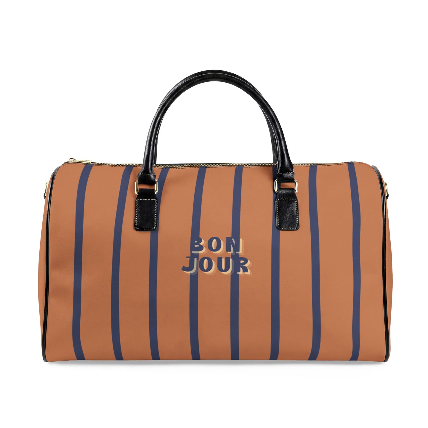 Bonjour' Light Brown Striped Weekender