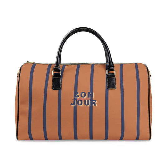 Bonjour' Light Brown Striped Weekender