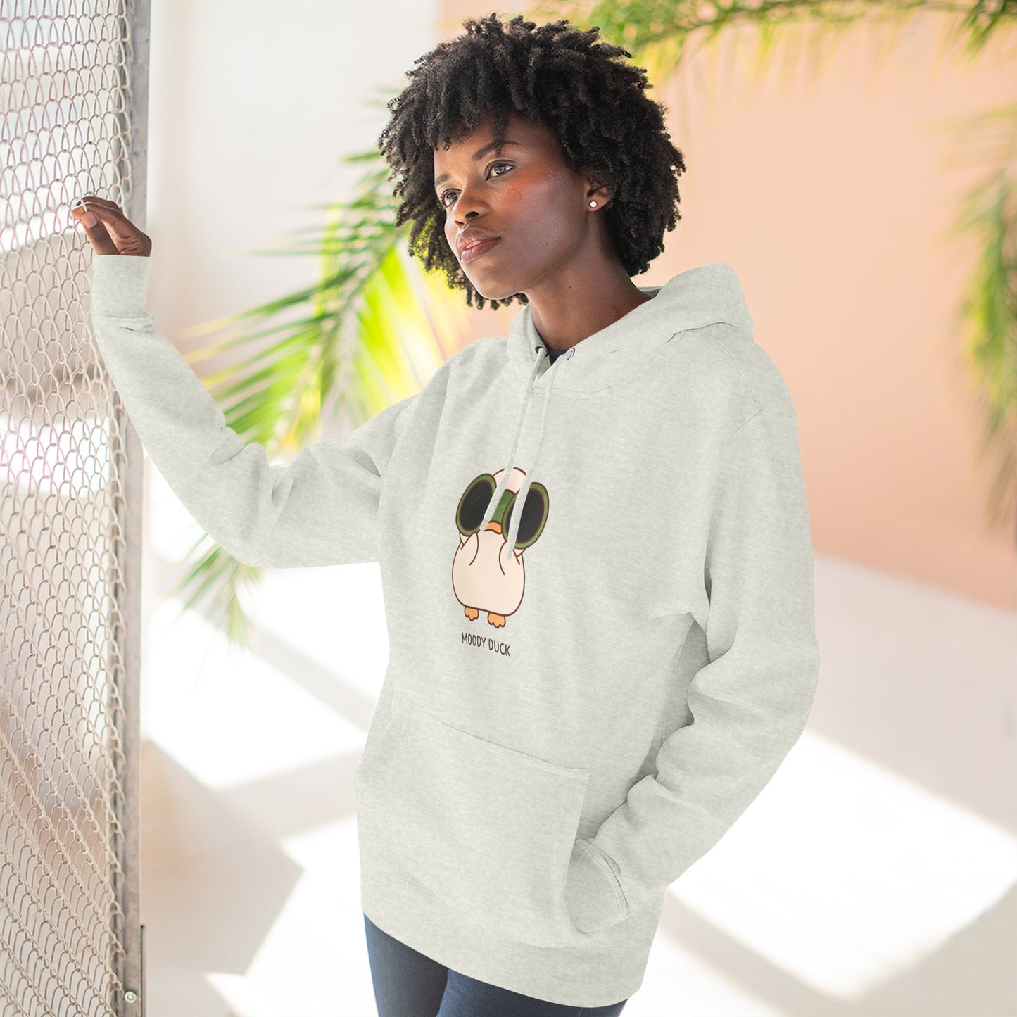 Moody Duck Fleece Hoodie | Cute Graphic Sweatshirt