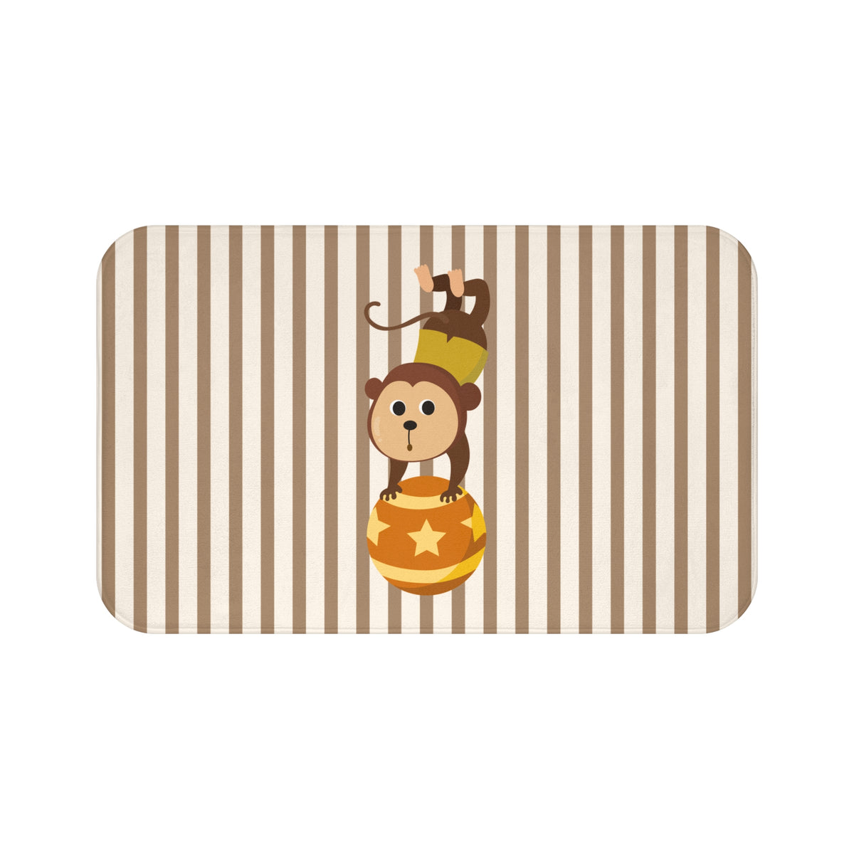 Circus Monkey Bath Mat with Striped Nursery Design