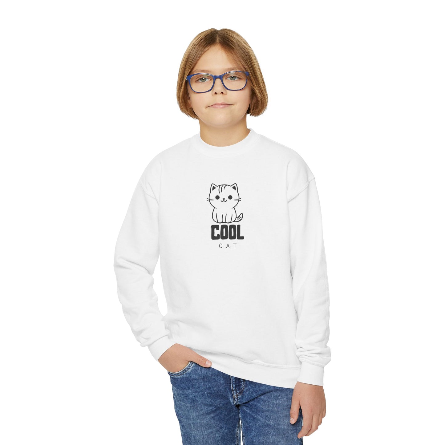 Cool Cat Teen  Crewneck Sweatshirt | Halloween Shirt