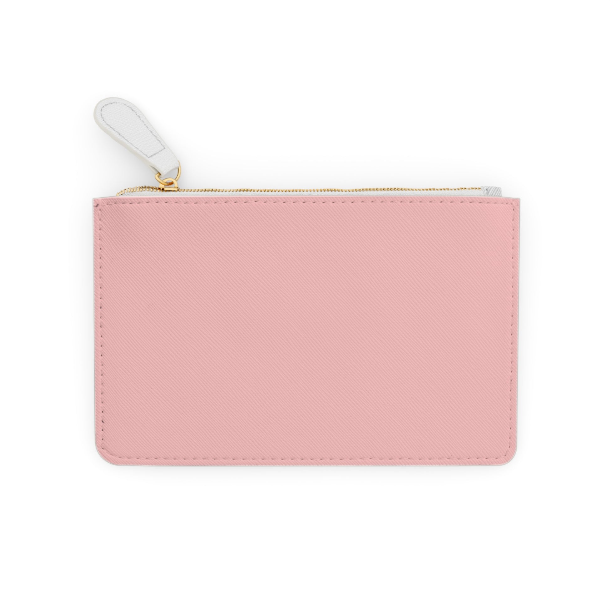 Pink pouch with a white zipper on a white background