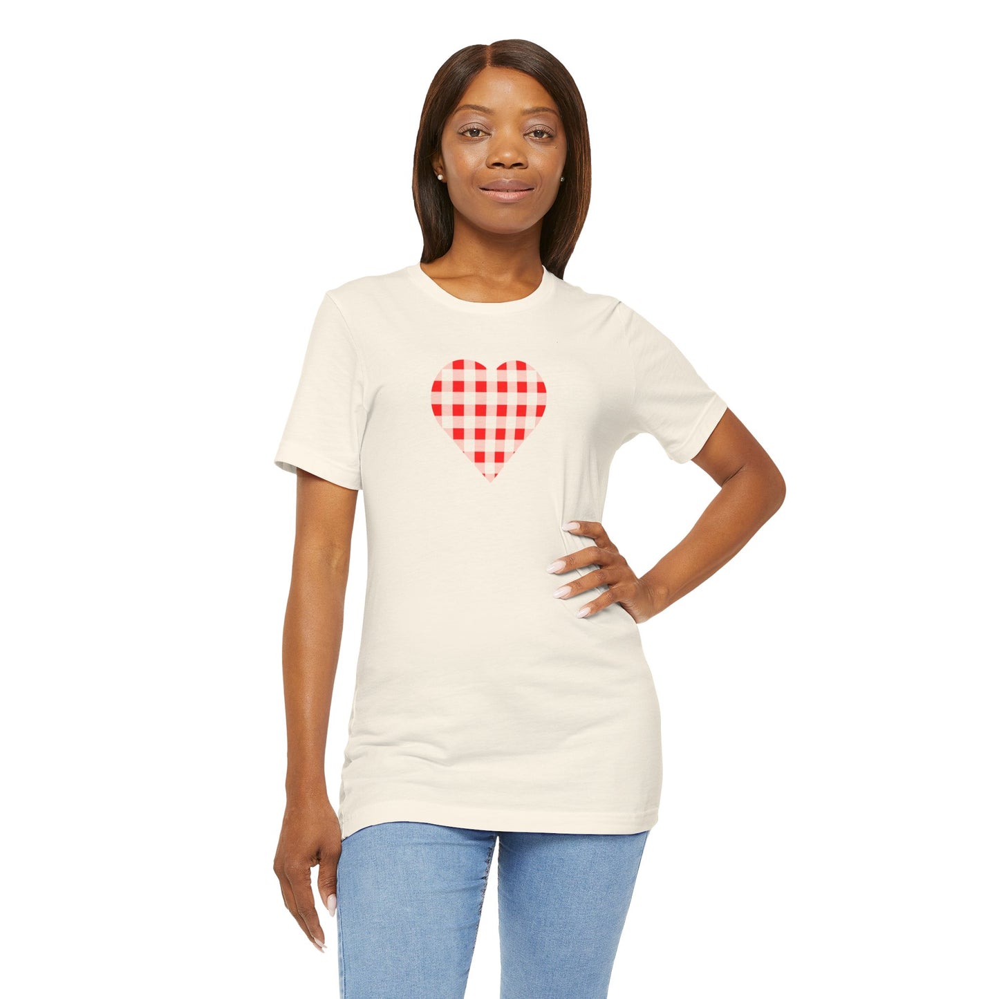 Red Gingham Heart Ladies Tee