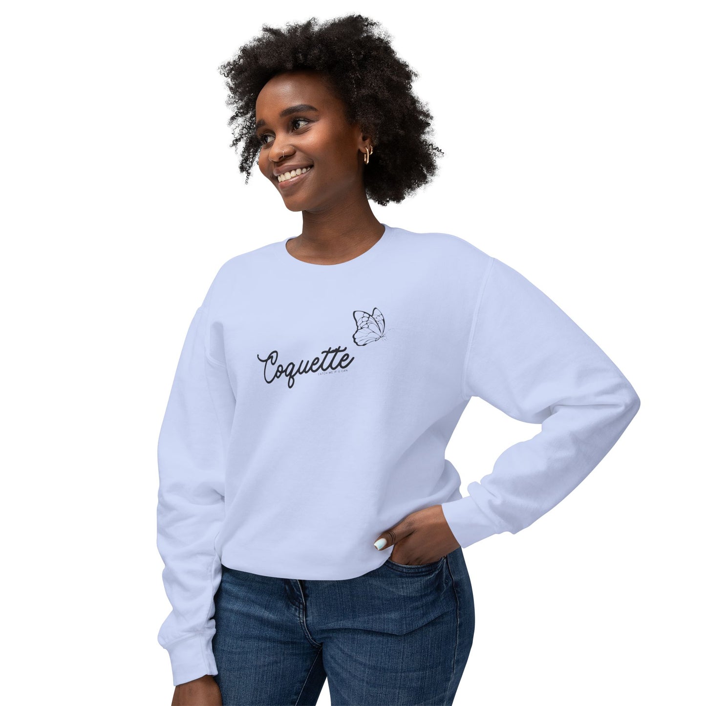 Coquette Butterfly Sweatshirt, Feminine Lightweight Crewneck