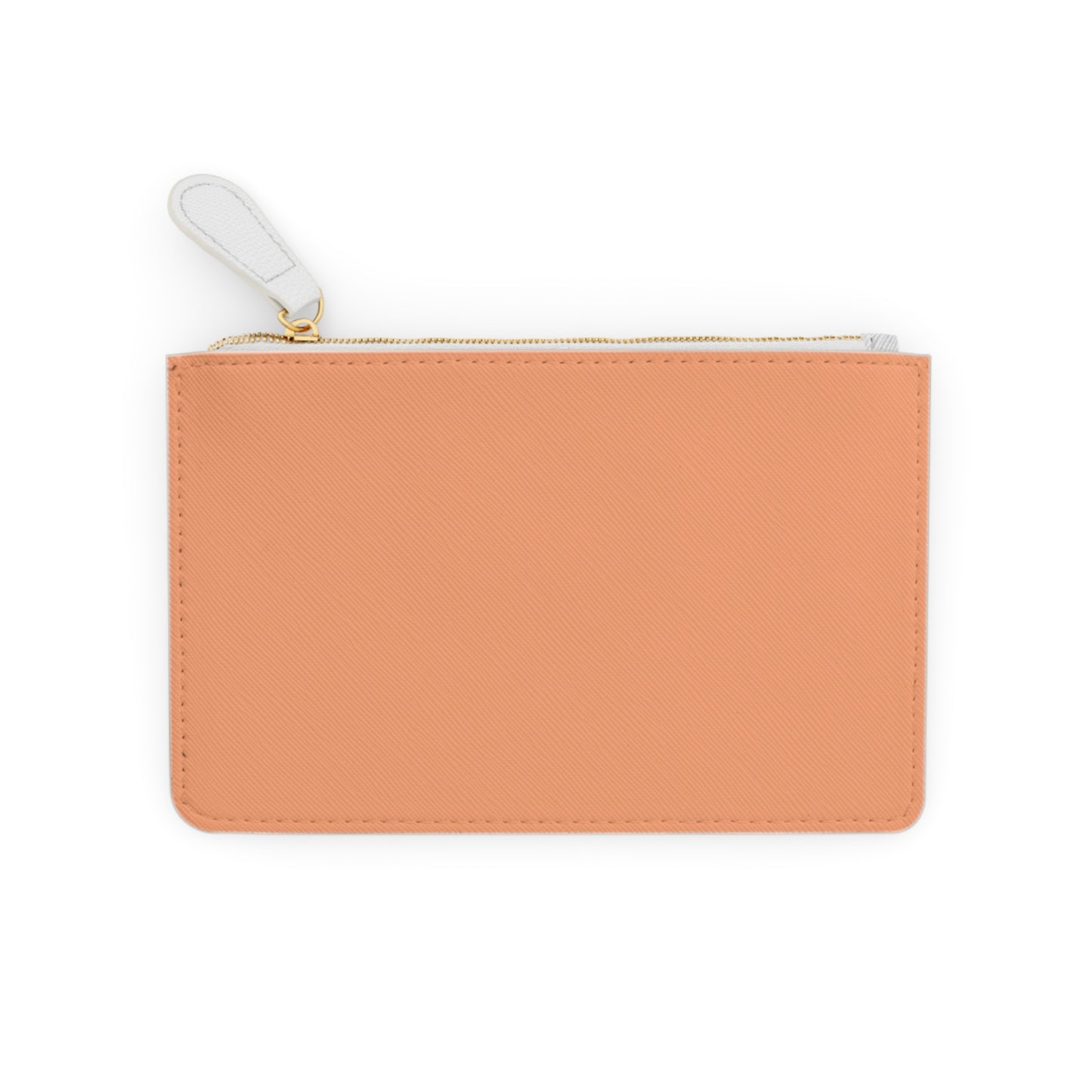 Orange pouch with a white zipper on a white background