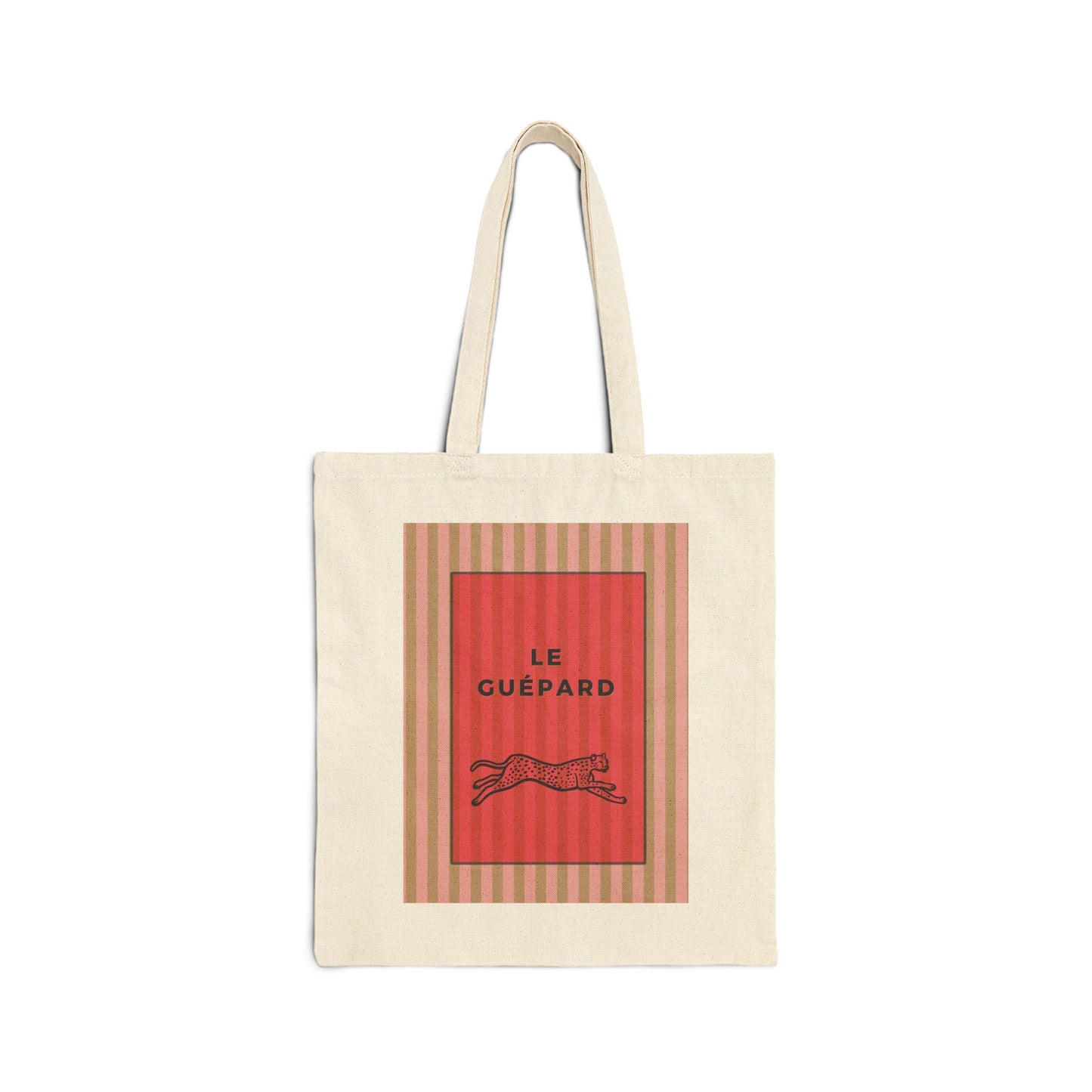 Cheetah Canvas Tote Bag, Black and Natural
