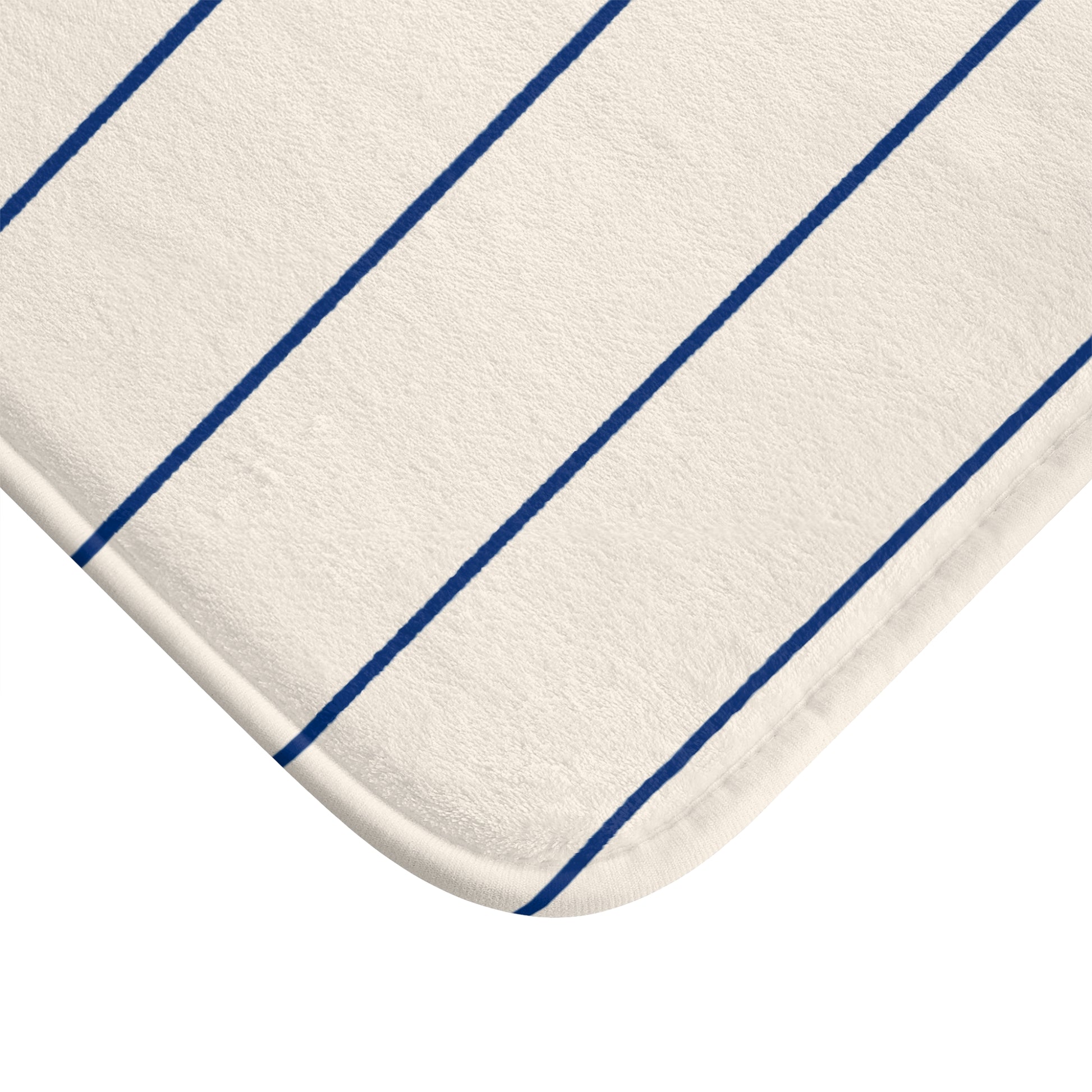White mat with blue stripes on a white background