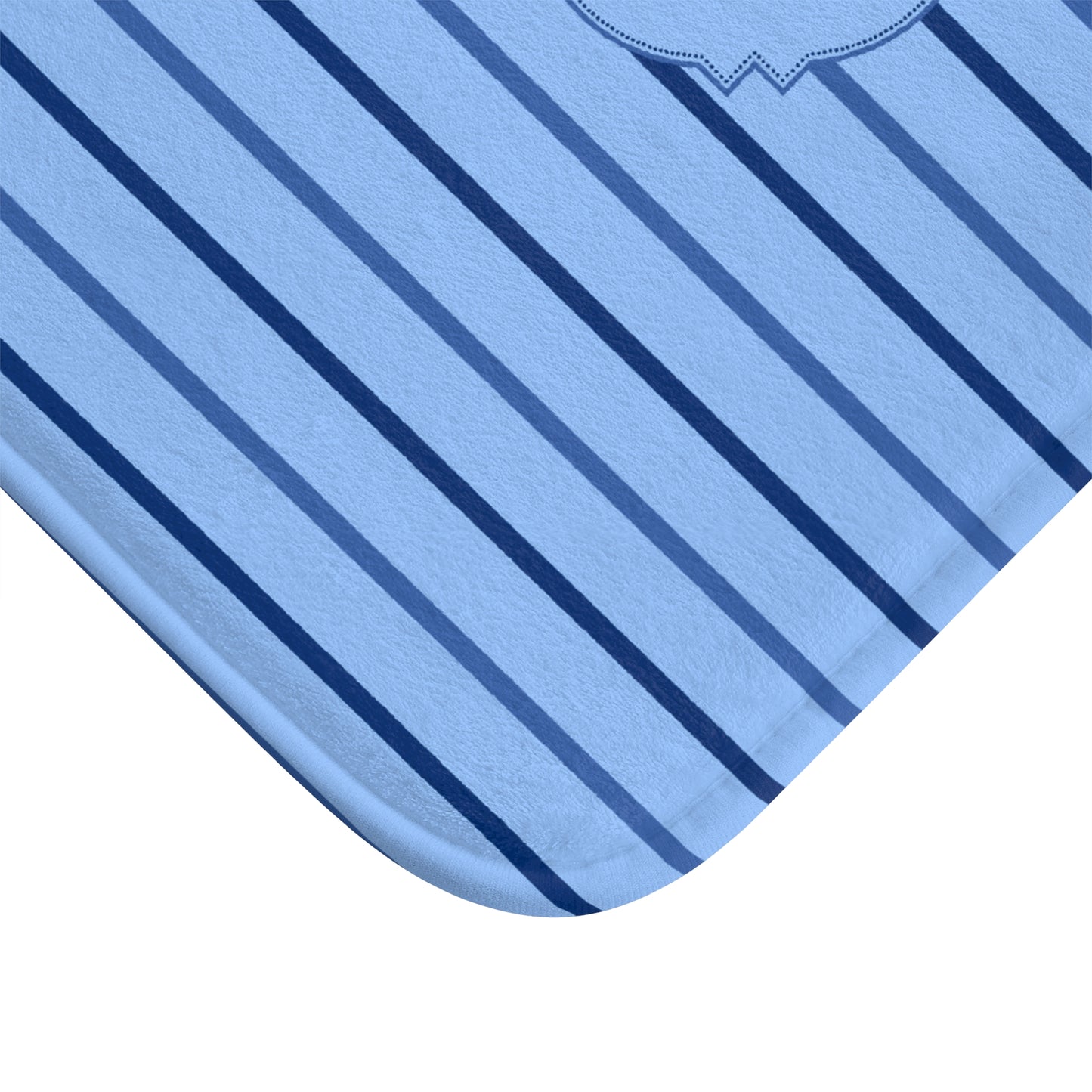 Le Bain Striped Navy/Ice Blue Bath Mat | French Spa Bathroom Accent