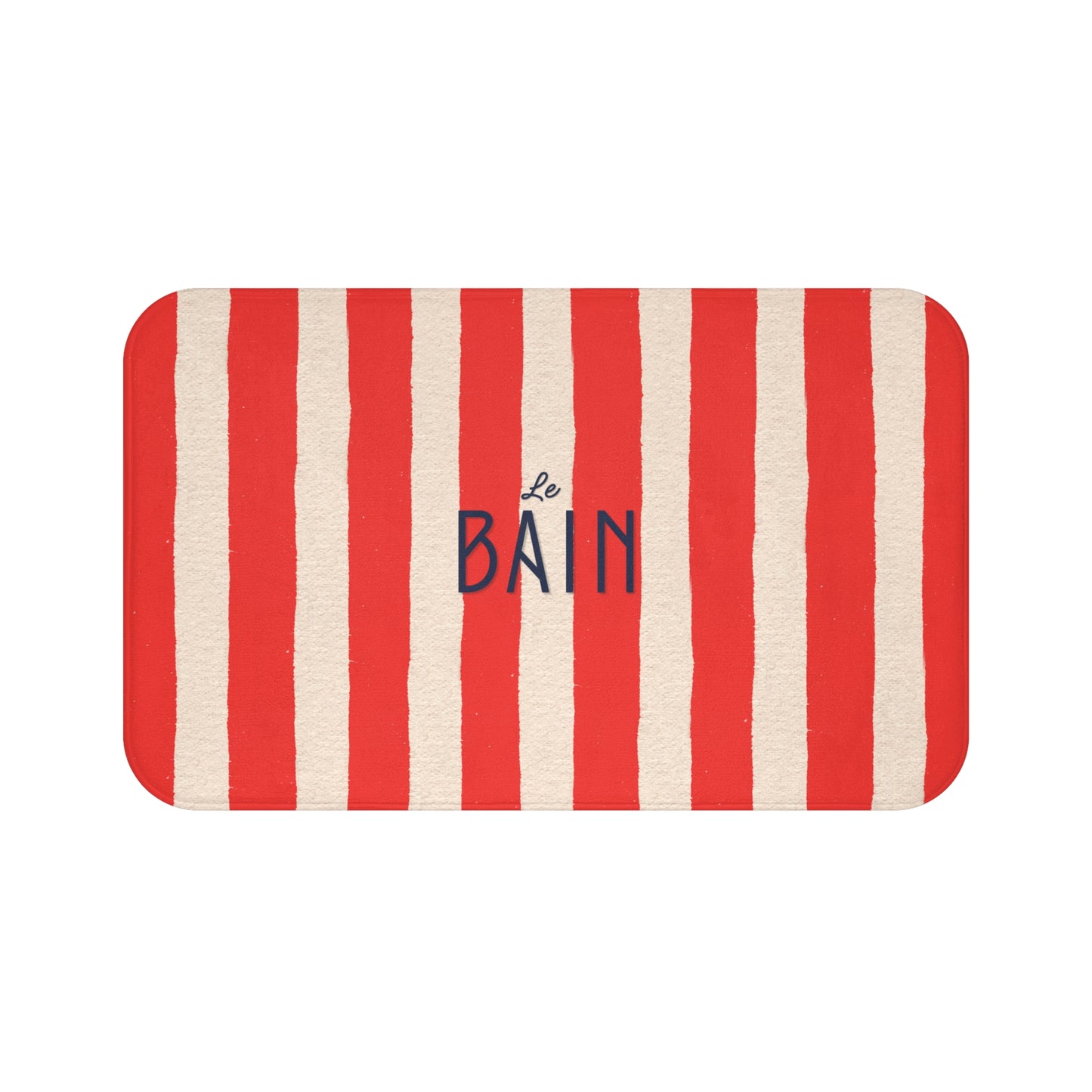 Le Bain  Red Striped Bath Mat — French Bathroom Accent Rug