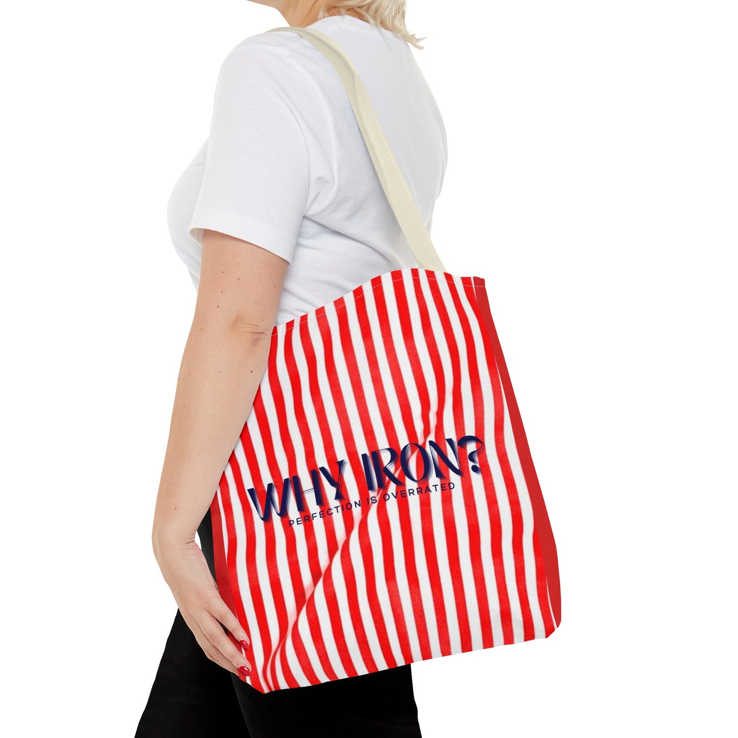 Humourous Preppy Tote Bag - "Why Iron" Bag