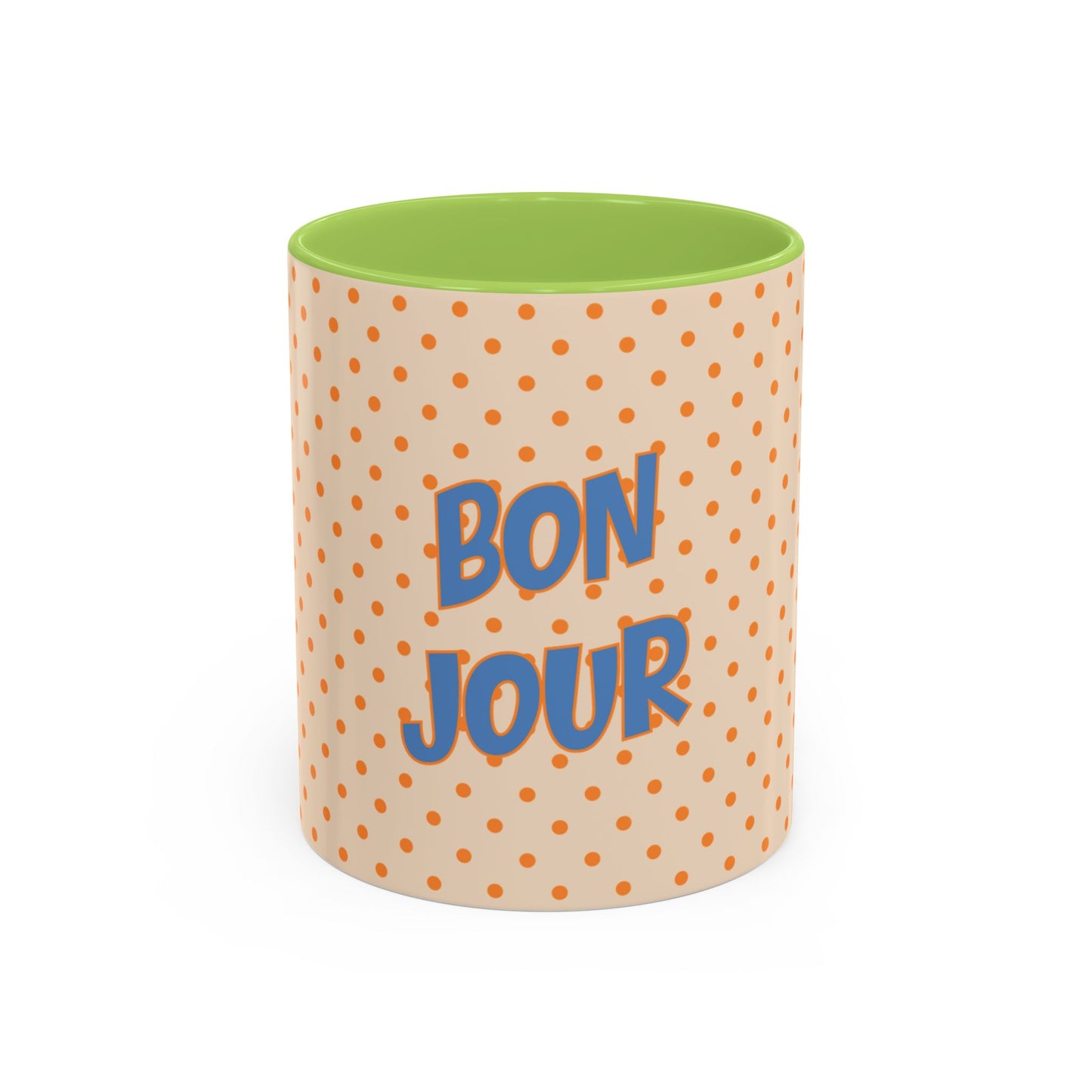 Bonjour Polka Dot Coffee Mug — Personalized Accent