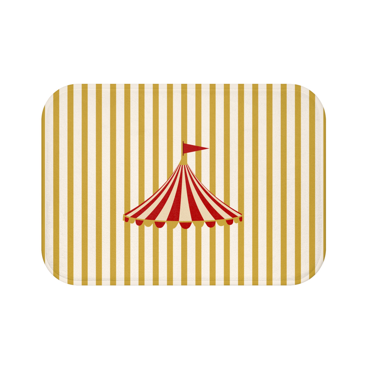 Vintage Circus Top Bath Mat with Striped Nursery Design