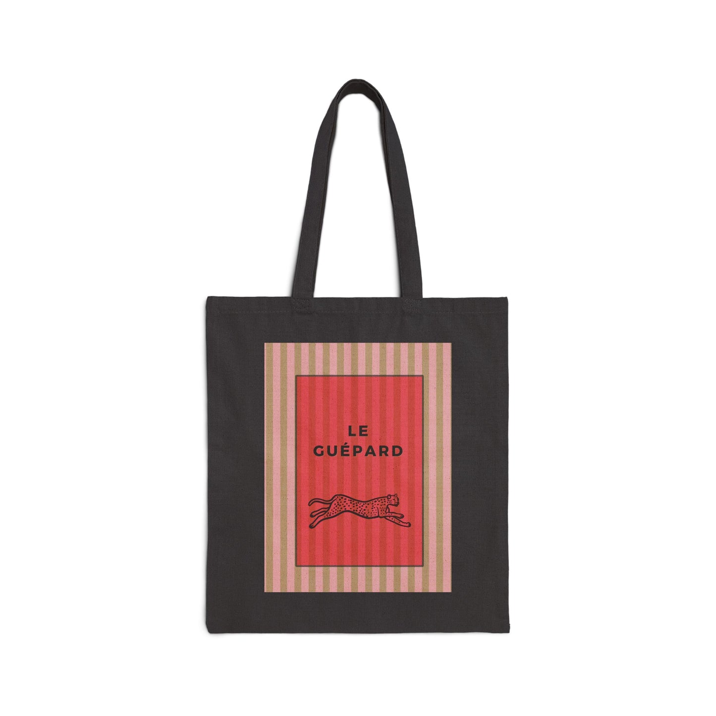 Cheetah Canvas Tote Bag, Black and Natural