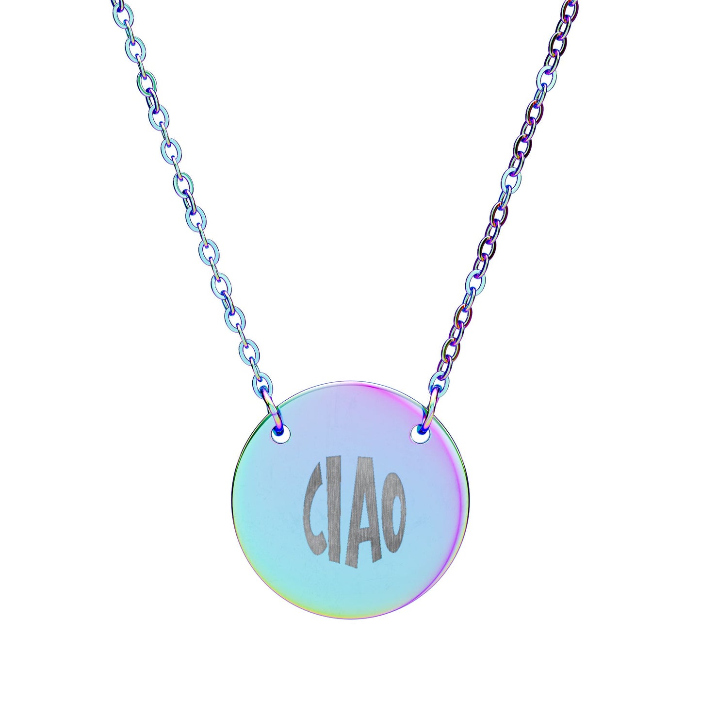 Engraved Circle Necklace - 'Ciao' Statement Jewelry