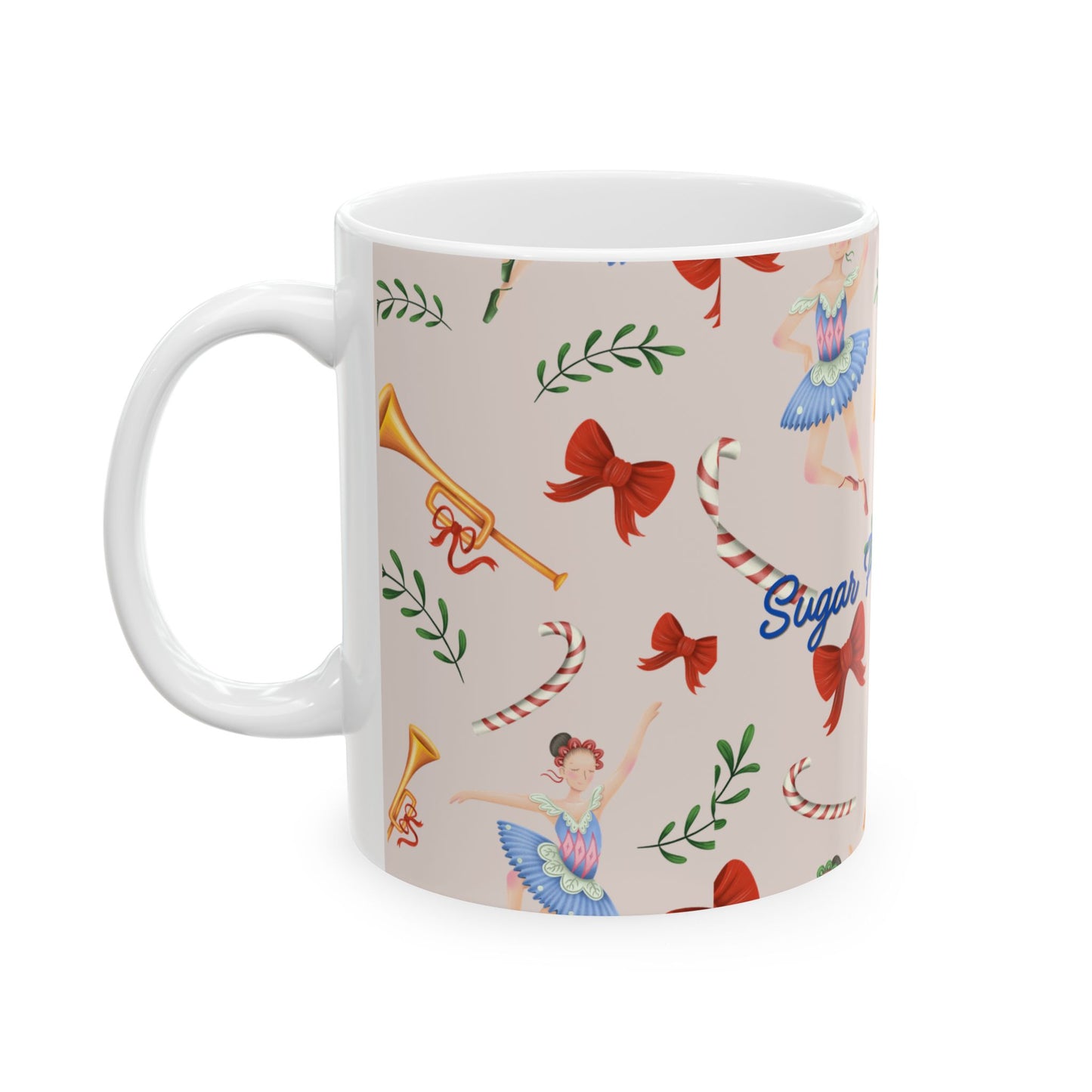 Nutcracker Ballet Mug, Light Pink – 'Sugar Plum Dreams' Holiday Ceramic Coffee Cup (11oz & 15oz)