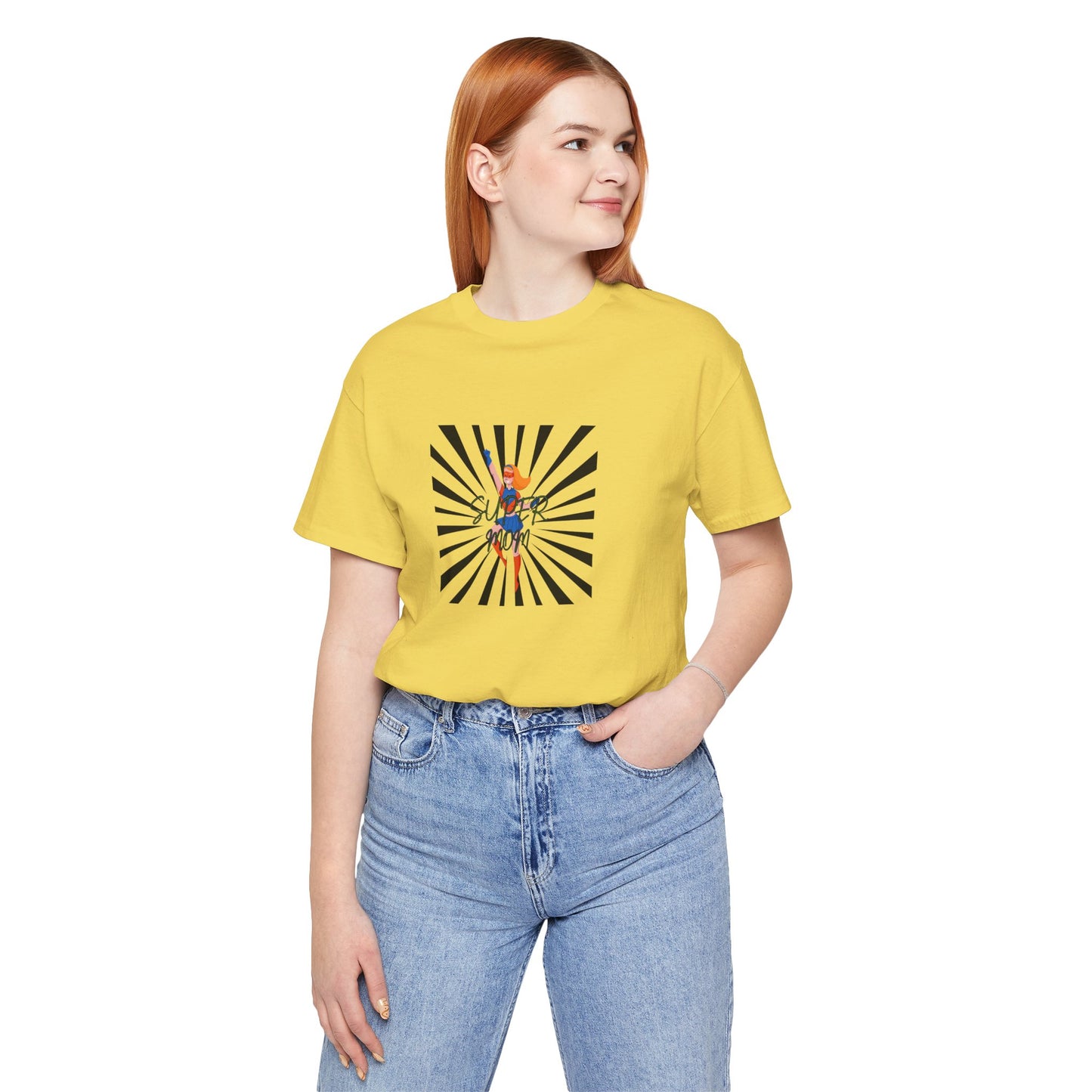 Super Mom Hero T-shirt, lyellow