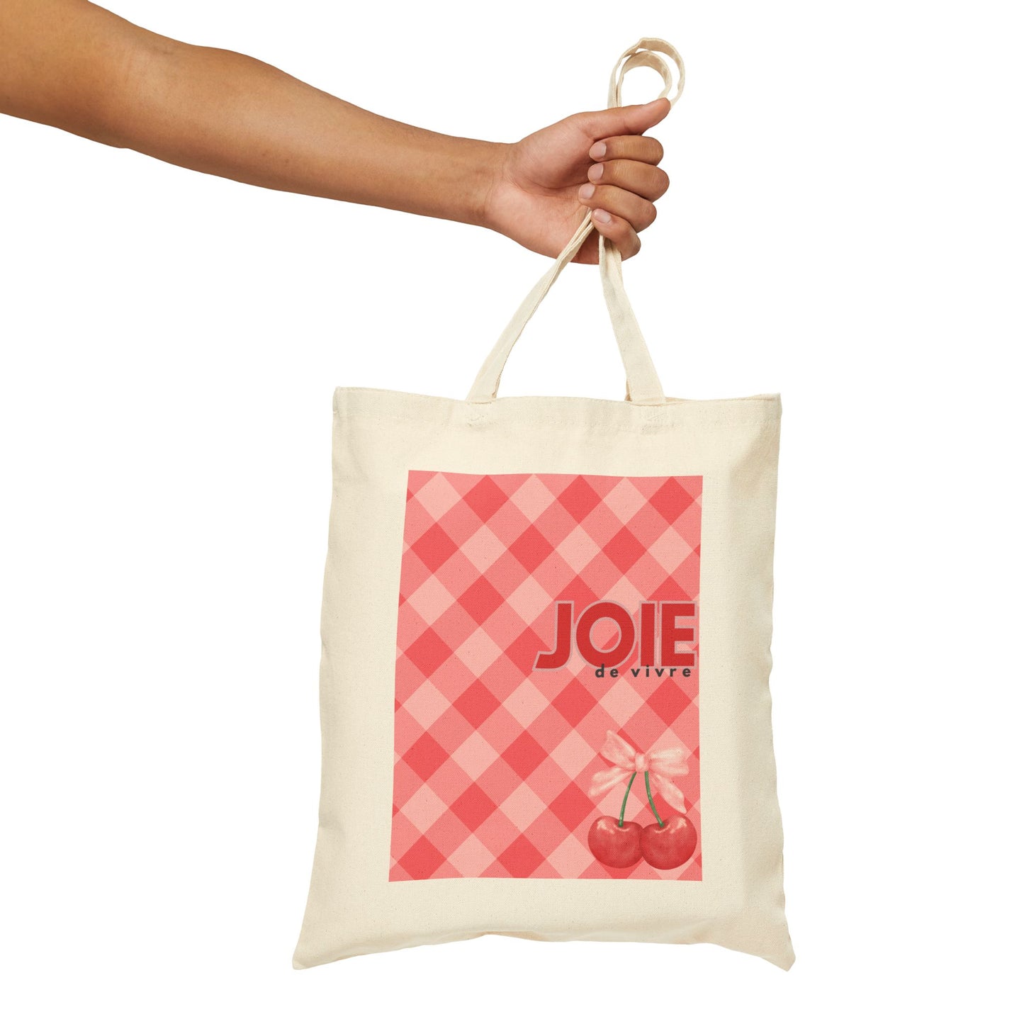 Red Gingham Preppy Canvas Tote Bag, JOIE de vivre