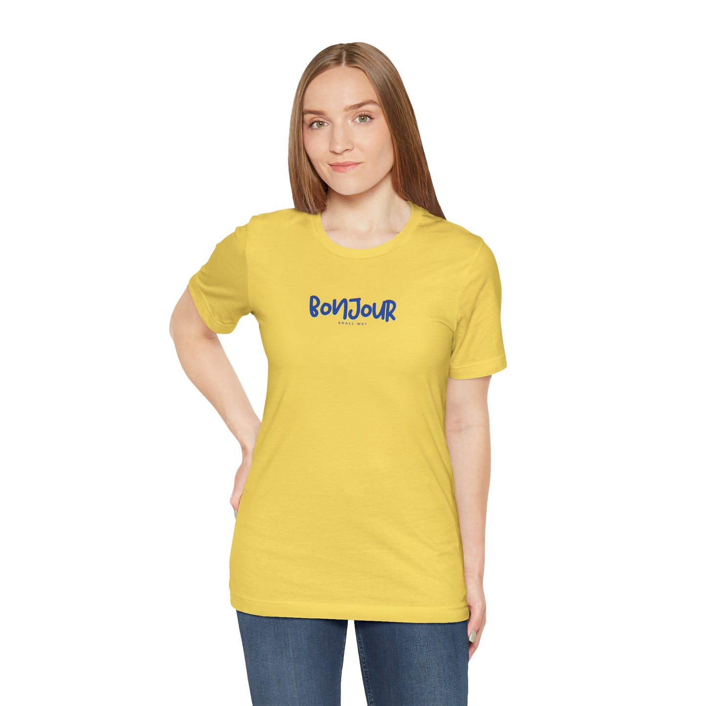 Bonjour Playful Hello Unisex Tee, French Preppy