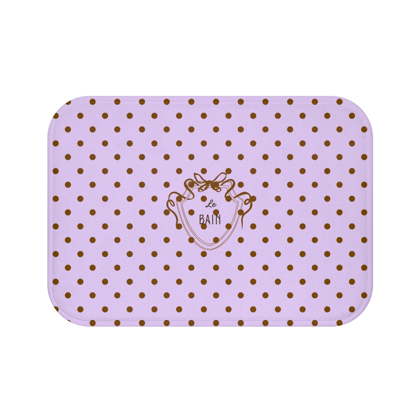 Polka Dot "Le Bain" Bath Mat — Lilac & Brown Bathroom Rug