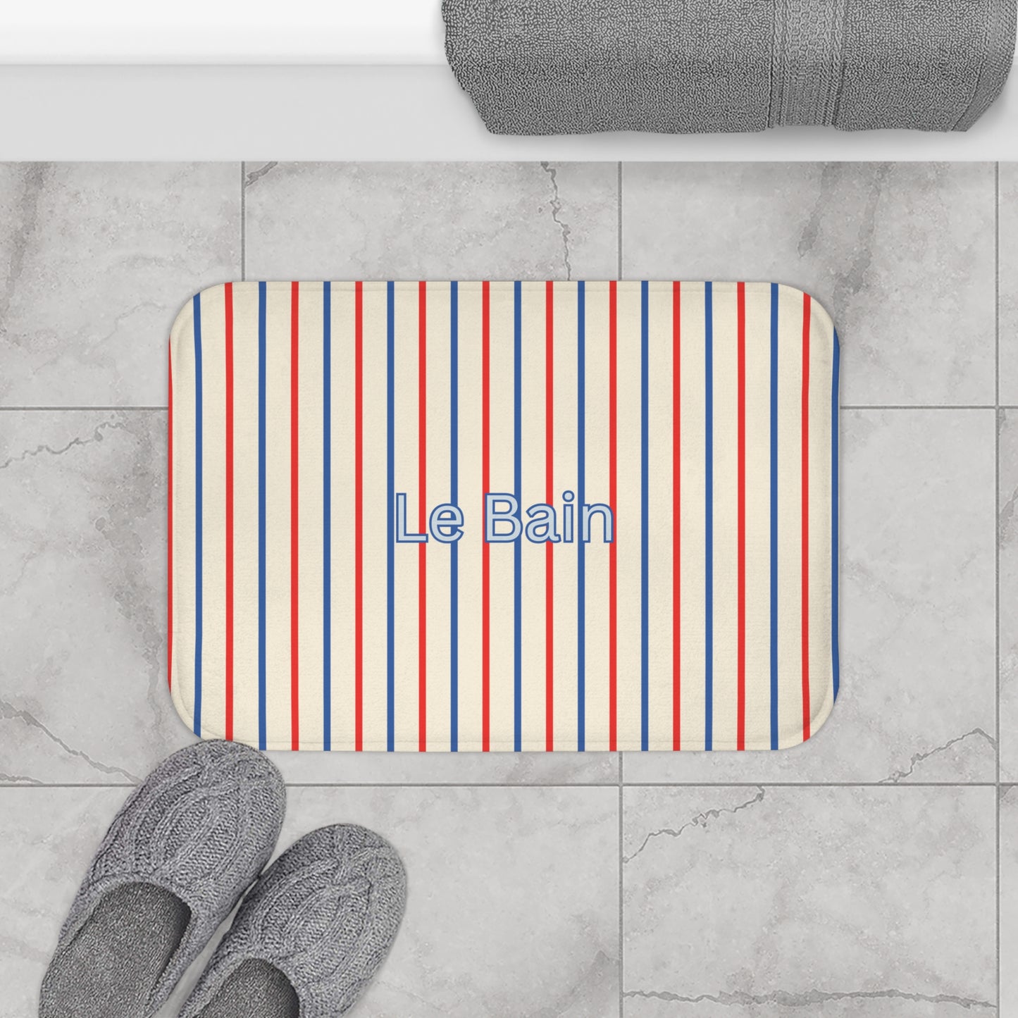 Le Bain Tricolor Striped Bath Mat, CREAM