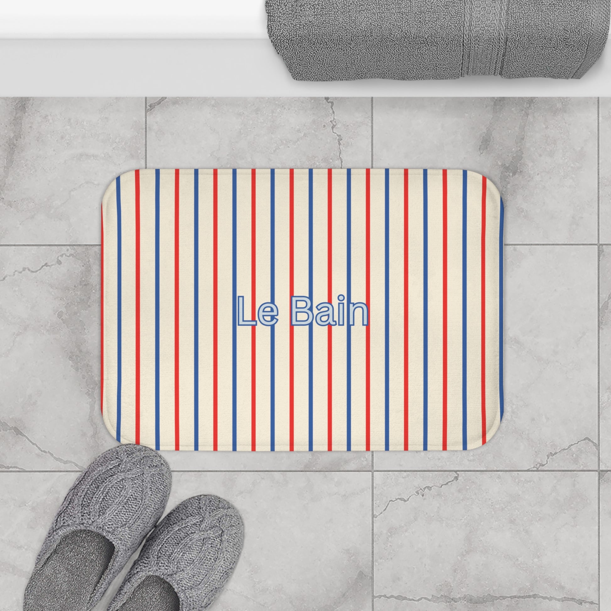Le Bain Tricolor Striped Bath Mat, CREAM