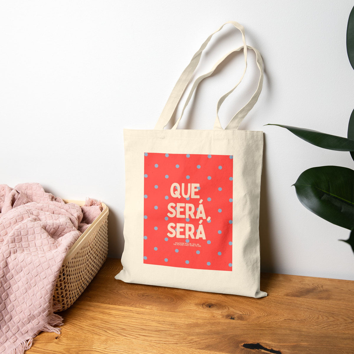 Que Sera Sera Canvas Tote Bag, Red