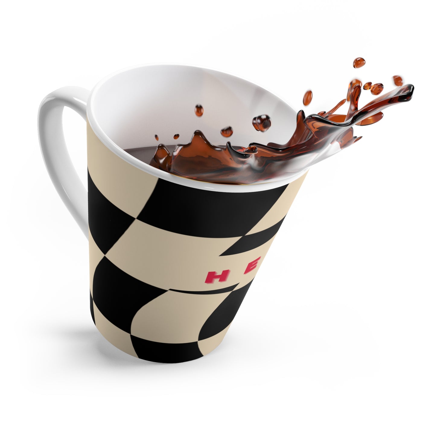 Stylish Latte Cup for "Her",  Wavy Checker Board