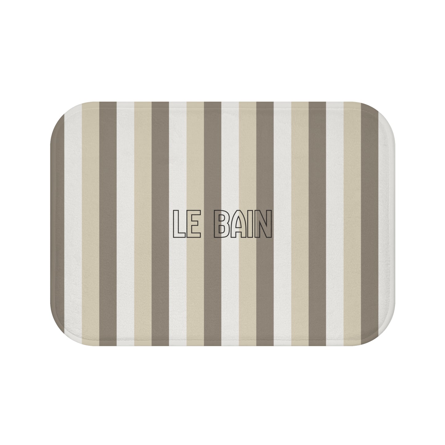 Striped tray with 'LE BAIN' branding on a white background