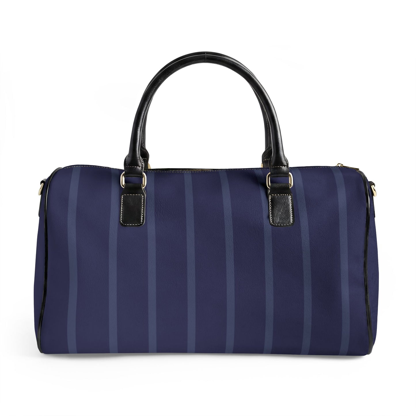 Chic Leather Travel Bag — 'Très Bon' Navy Striped Weekender
