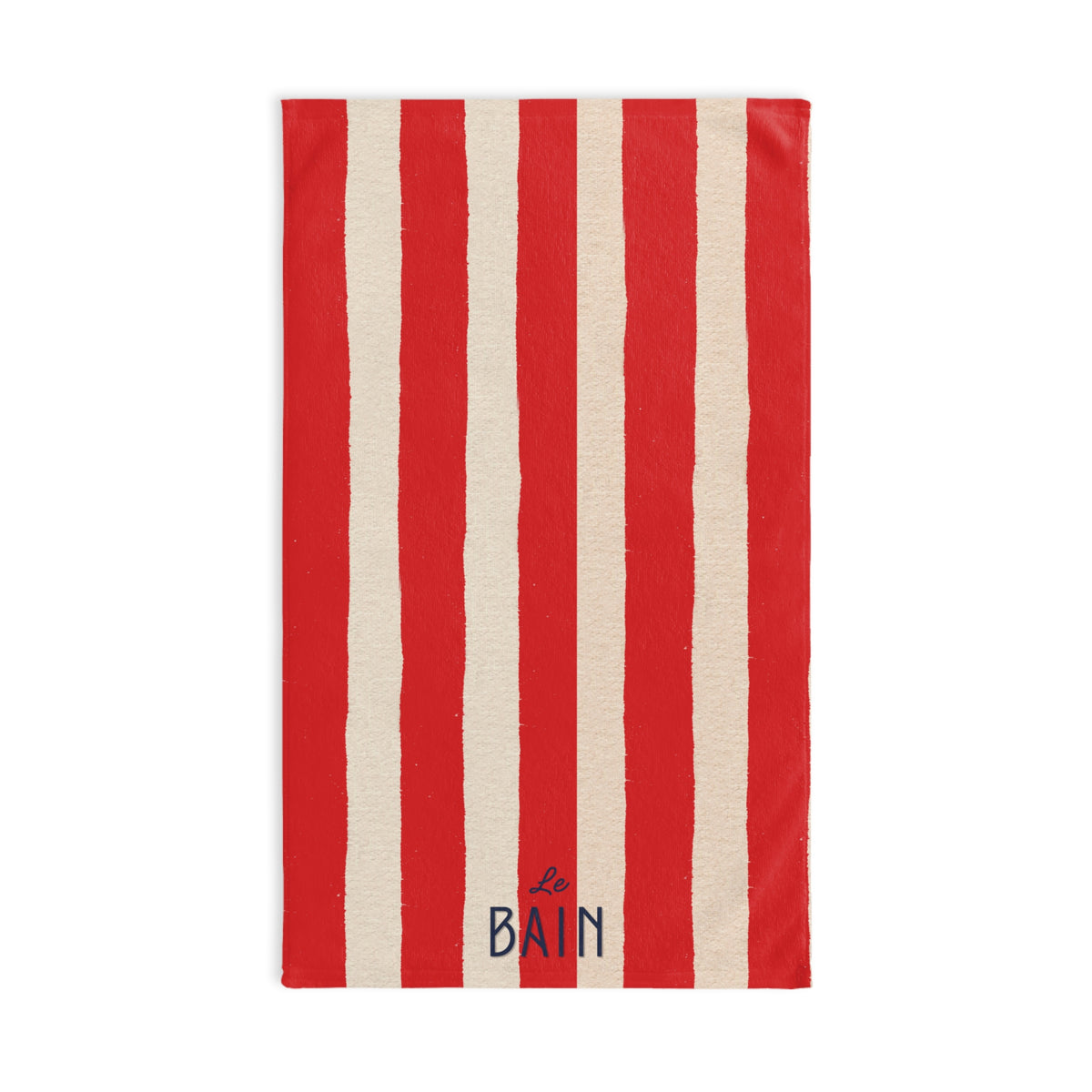 Le Bain Red Striped Hand Towel — French Red & Cream Bathroom Decor