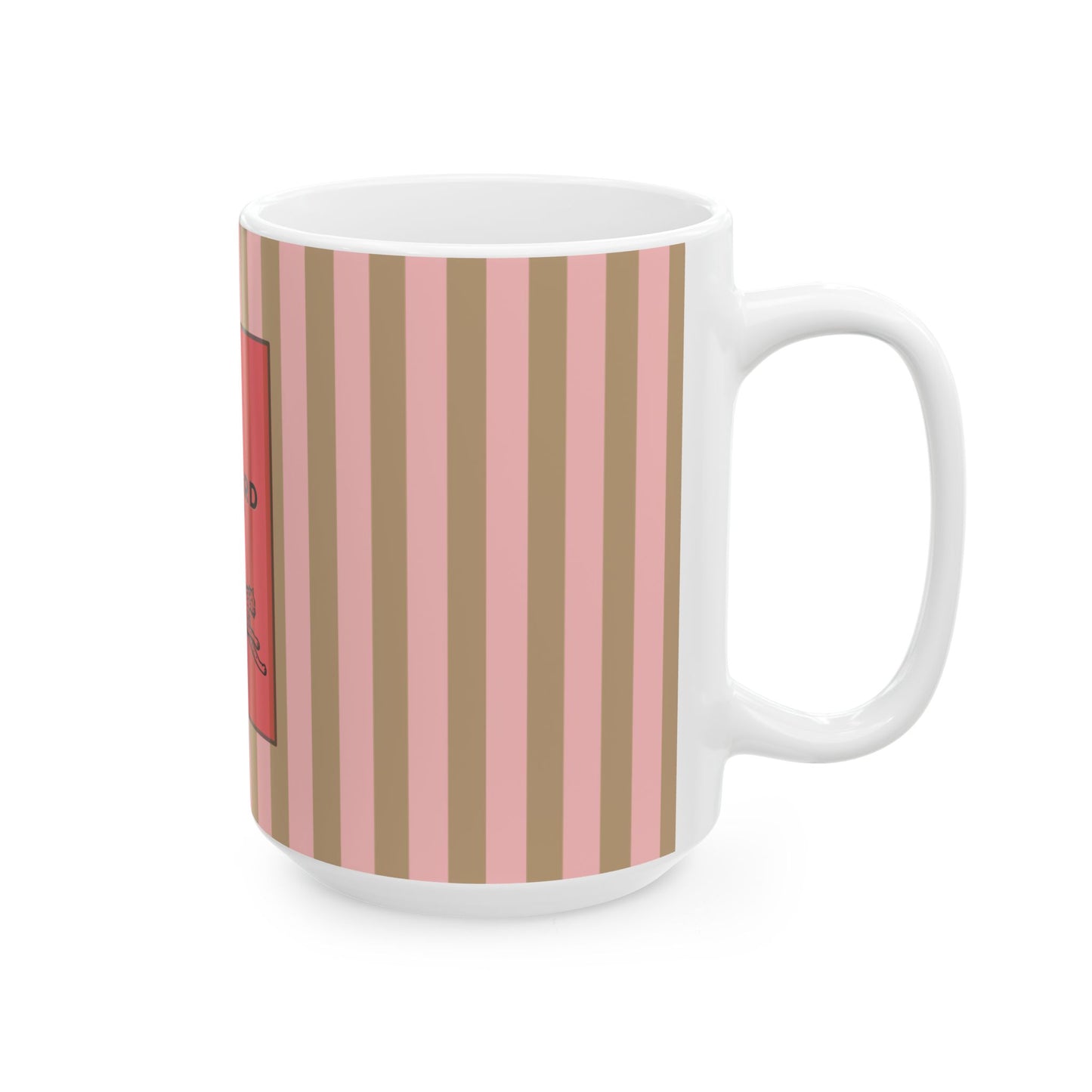 Le Guépard Ceramic Mug, WILD & FREE Collection – Vintage Pink Striped Coffee Cup