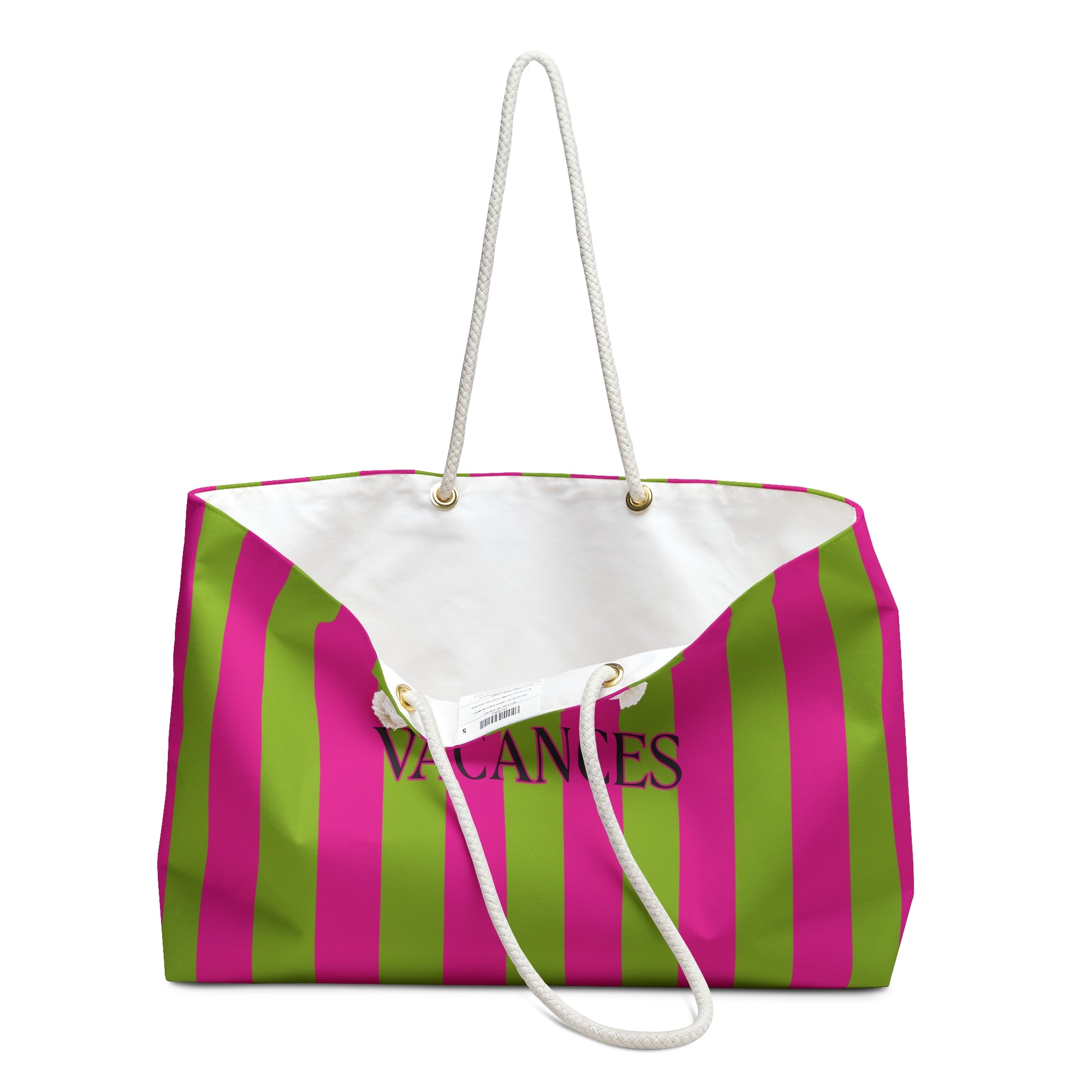 Magenta and Green Stripped Vacation tote