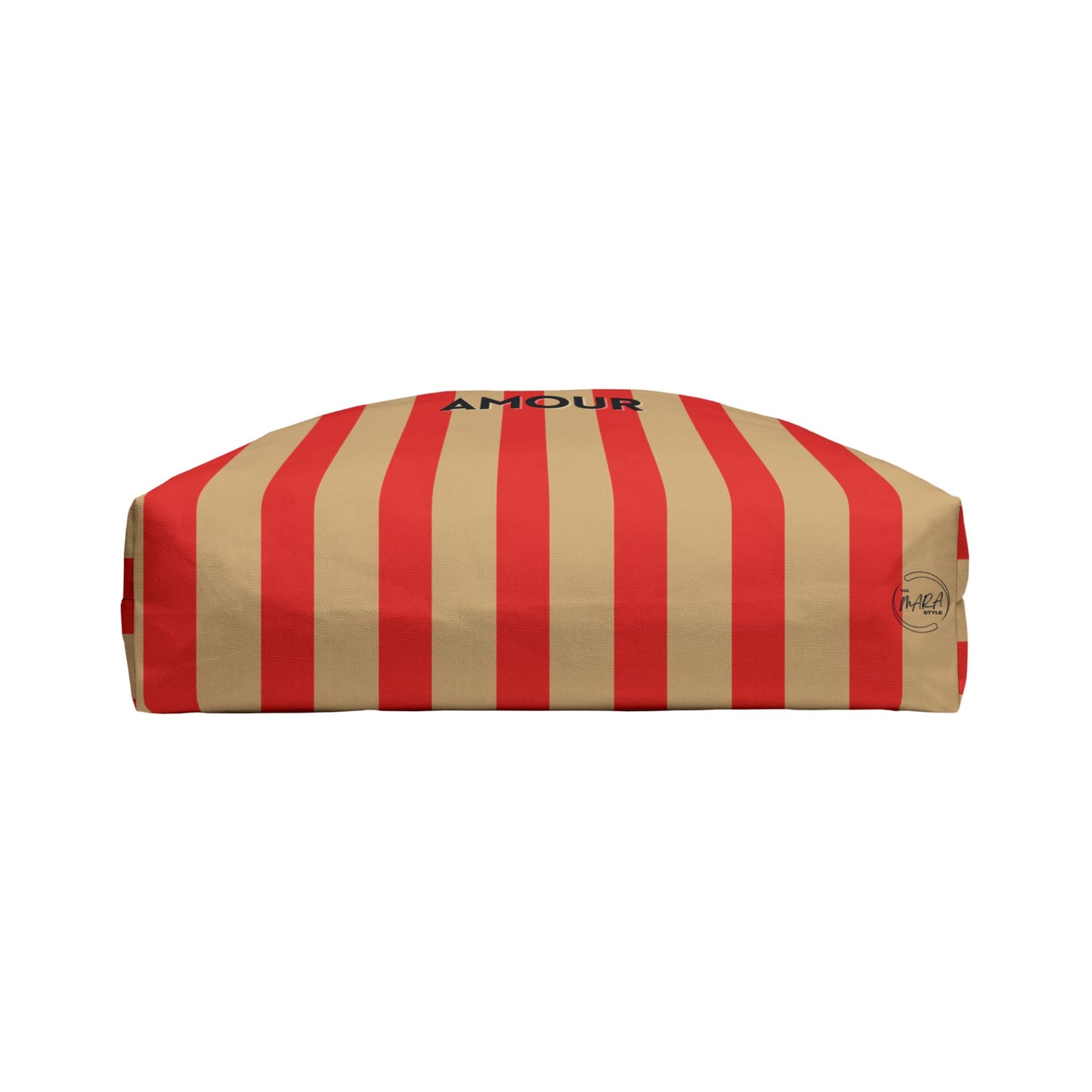 AMOUR Striped Oversized Tote Bag — Red & Tan Parisian Bag