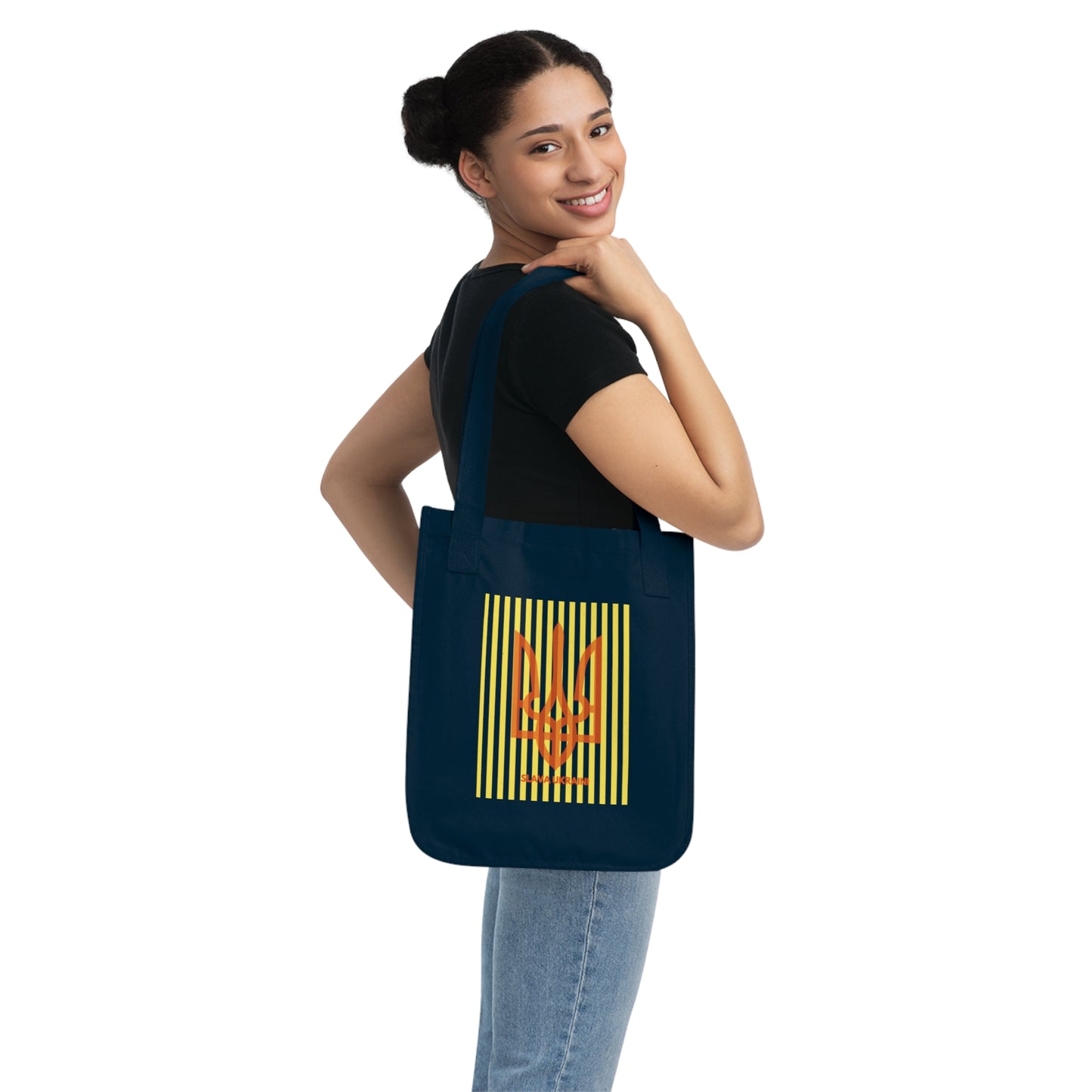 Organic Tote Ukrainian Trident, Slava Ukraini Gift