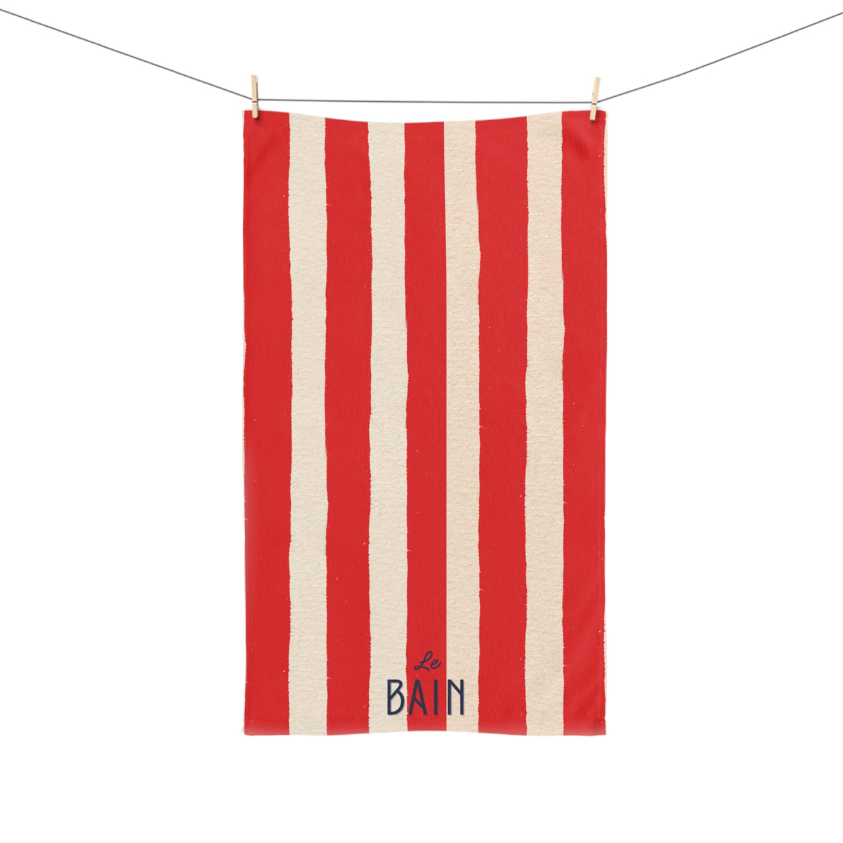 Le Bain Red Striped Hand Towel — French Red & Cream Bathroom Decor